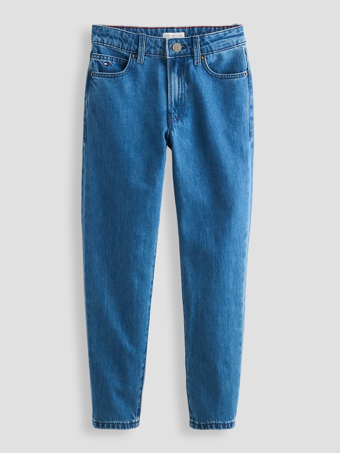 Image 2 of 7 of Tommy Hilfiger Flag Embroidery Faded Straight Jeans - Denim Medium 01