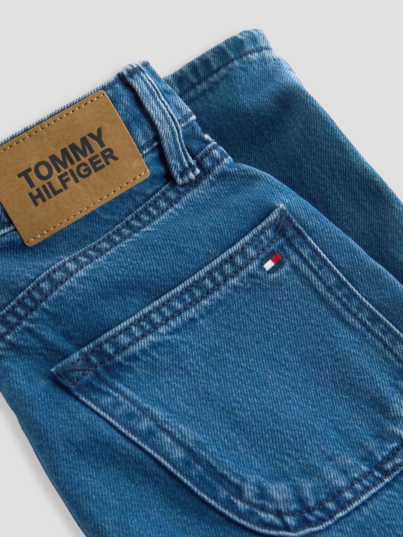 Image 4 of 7 of Tommy Hilfiger Flag Embroidery Faded Straight Jeans - Denim Medium 01