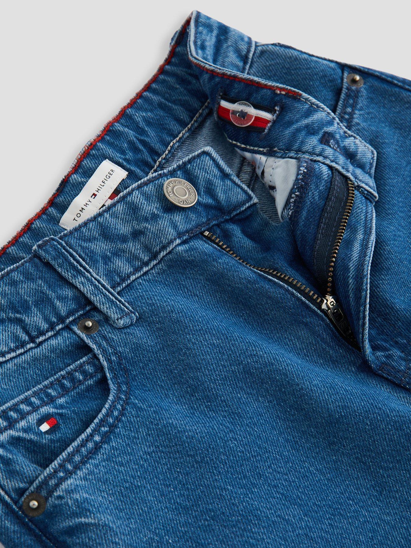 Image 5 of 7 of Tommy Hilfiger Flag Embroidery Faded Straight Jeans - Denim Medium 01