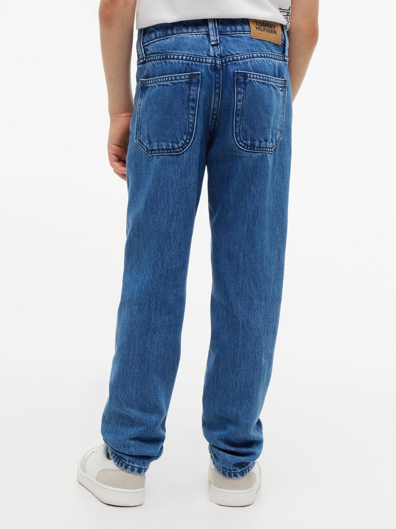 Image 6 of 7 of Tommy Hilfiger Flag Embroidery Faded Straight Jeans - Denim Medium 01