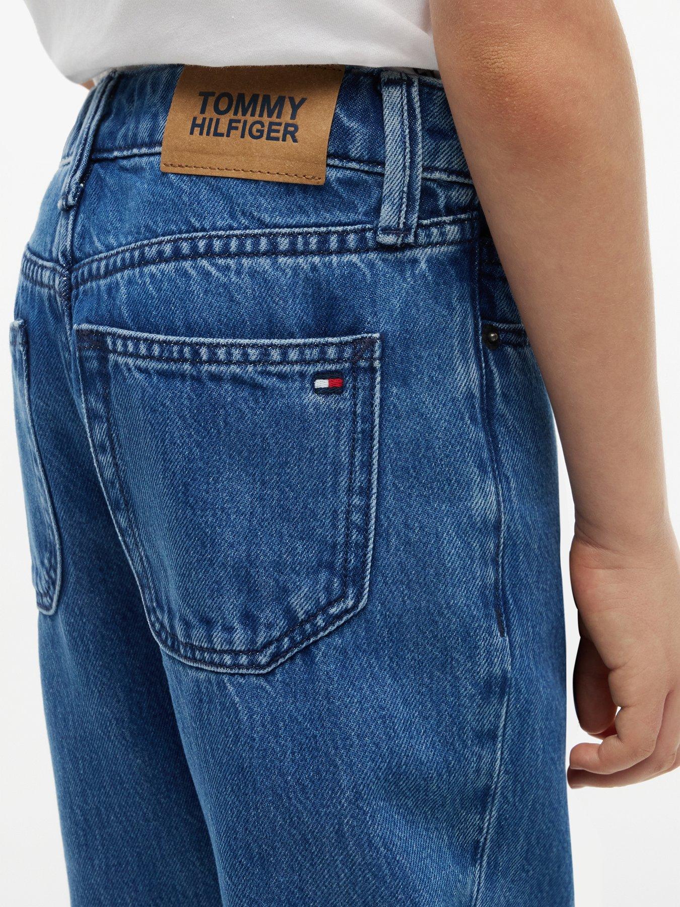 Image 7 of 7 of Tommy Hilfiger Flag Embroidery Faded Straight Jeans - Denim Medium 01