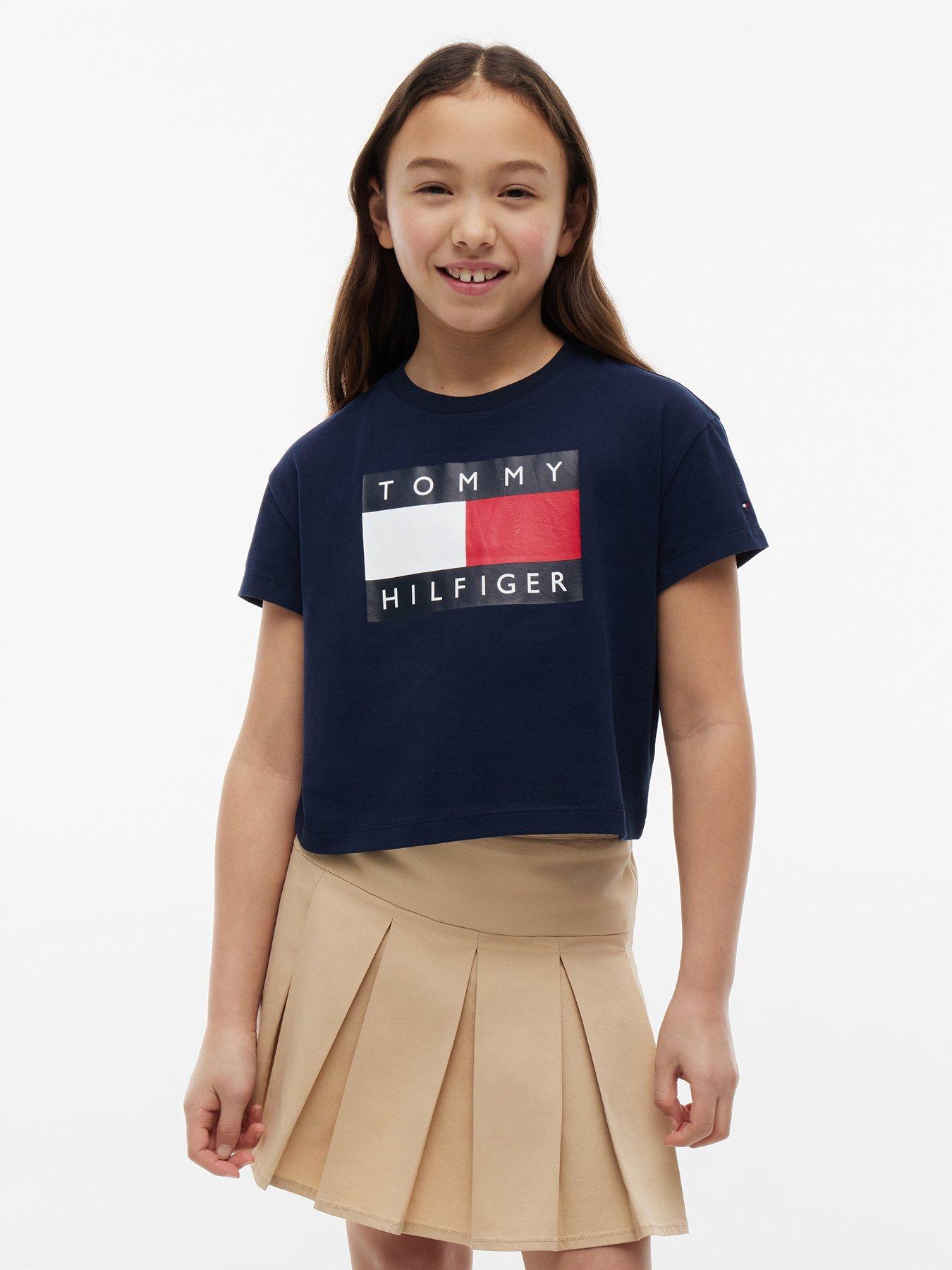 Tommy Hilfiger Girls Heritage Flag Short Sleeve T-Shirt - Navy