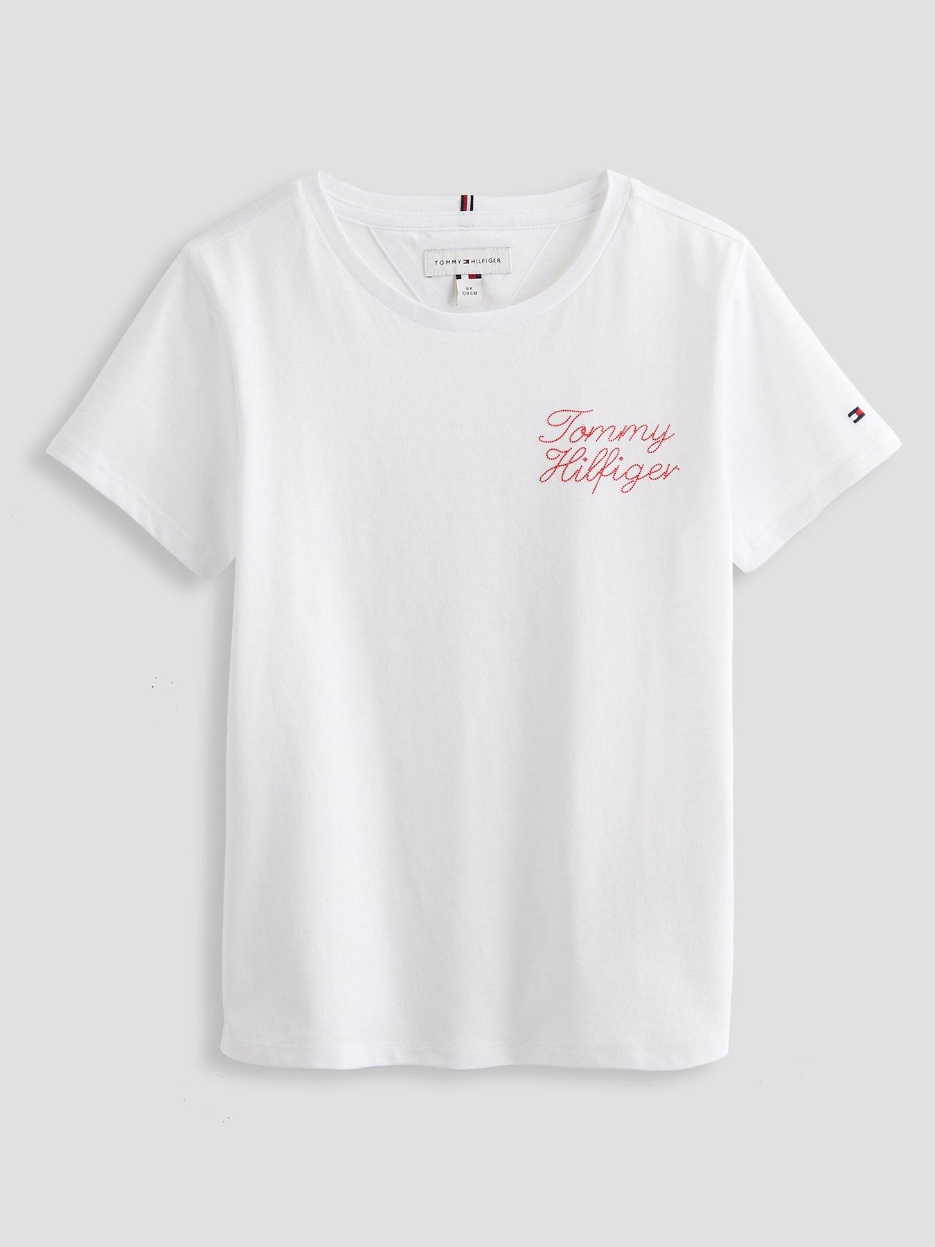 Image 2 of 7 of Tommy Hilfiger Rope Logo Slim T-Shirt - White