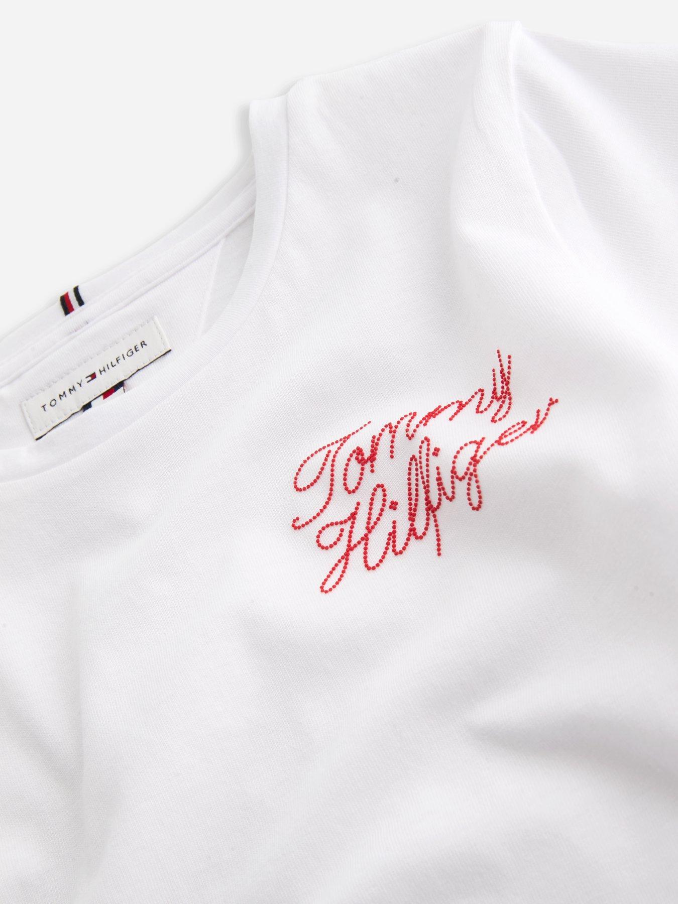 Image 4 of 7 of Tommy Hilfiger Rope Logo Slim T-Shirt - White