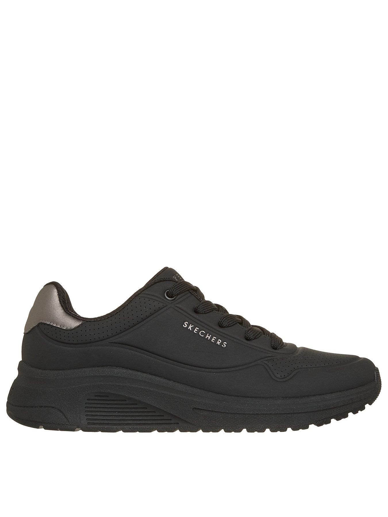 Image 1 of 6 of Skechers Uno Lite 2 Durabuck With Metallic Trim Lace Up Fashion Sneaker - Black