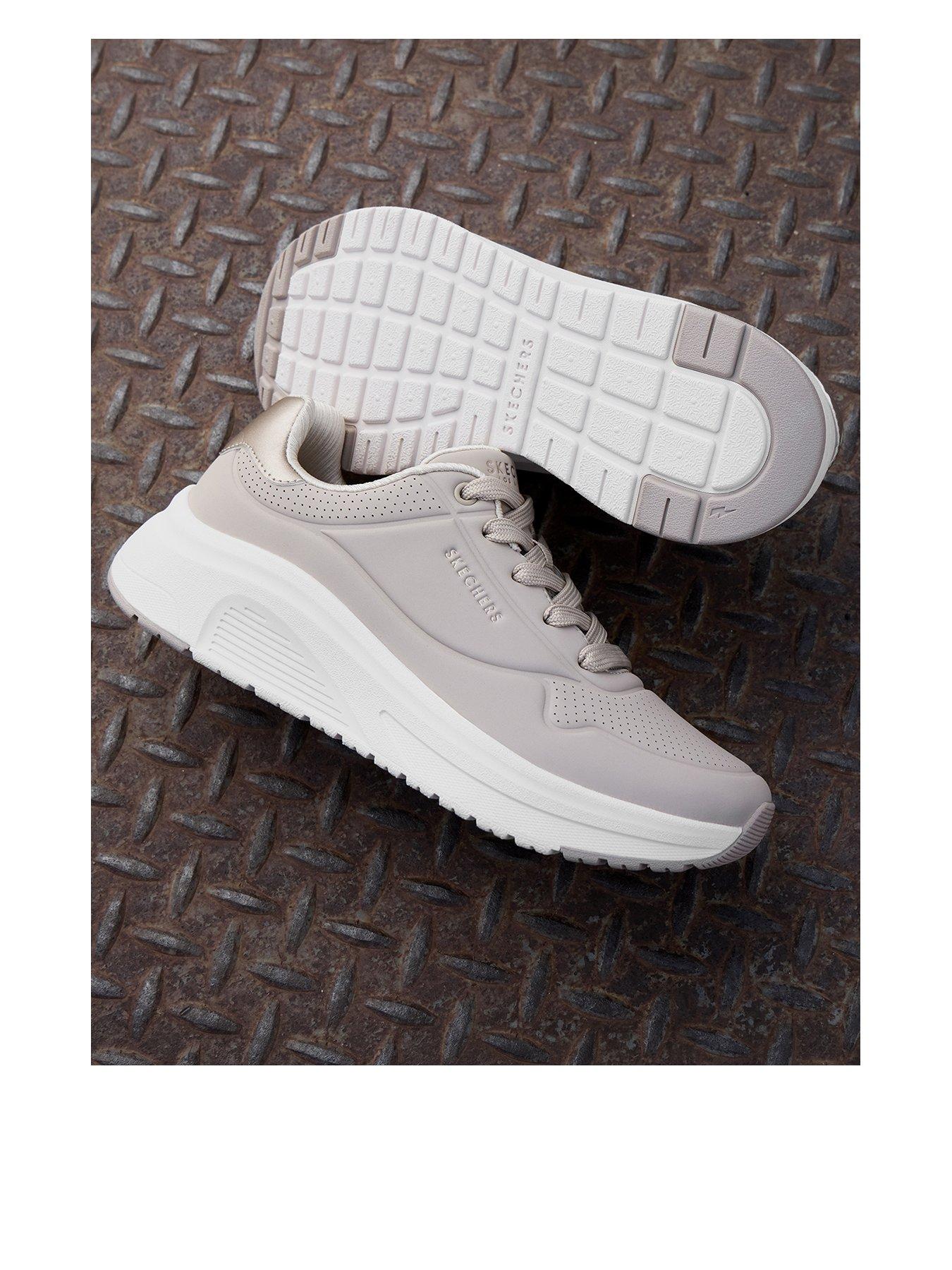 Skechers Uno Lite Metallic Trim Lace-Up Fashion Trainers - Natural