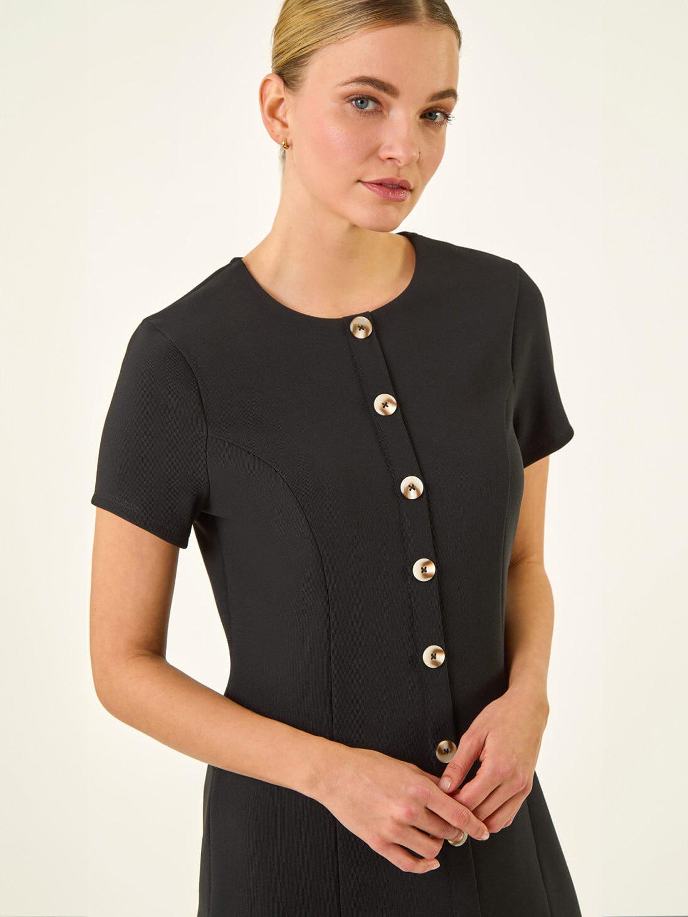  image of roman-dusk-ribbed-texture-buttoned-dress