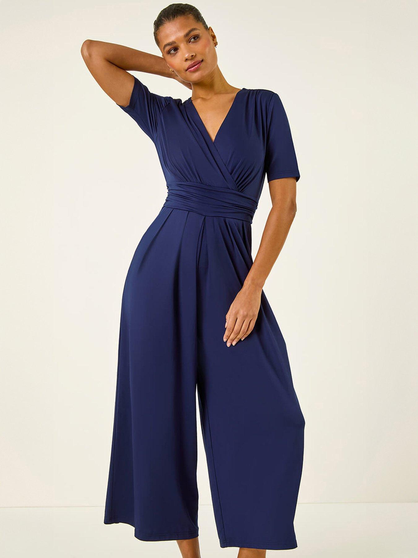 Roman Wrap Bodice Belted Jumpsuit