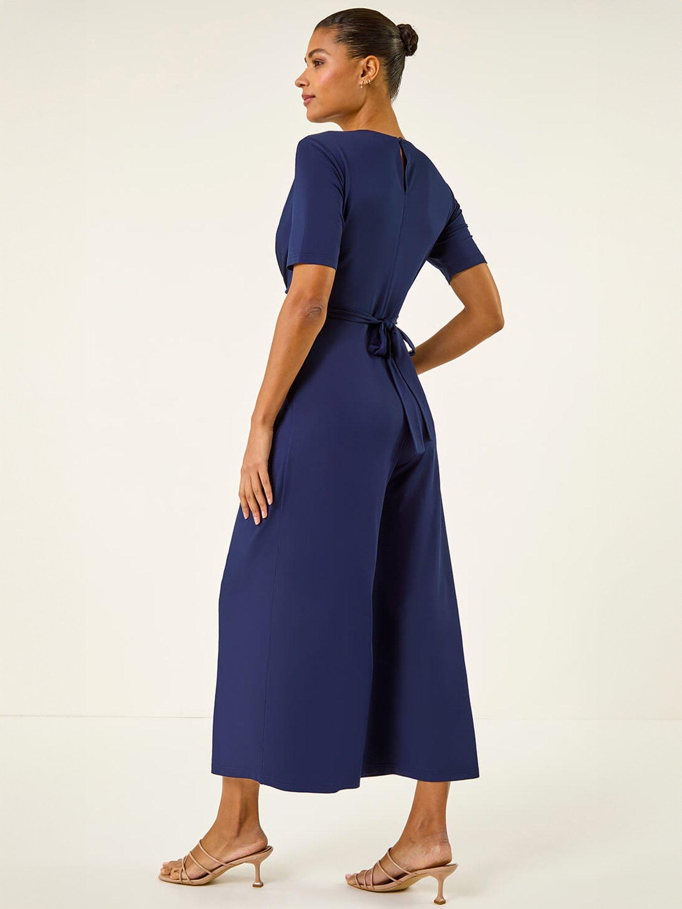 Image 2 of 5 of Roman Wrap Bodice Belted Jumpsuit