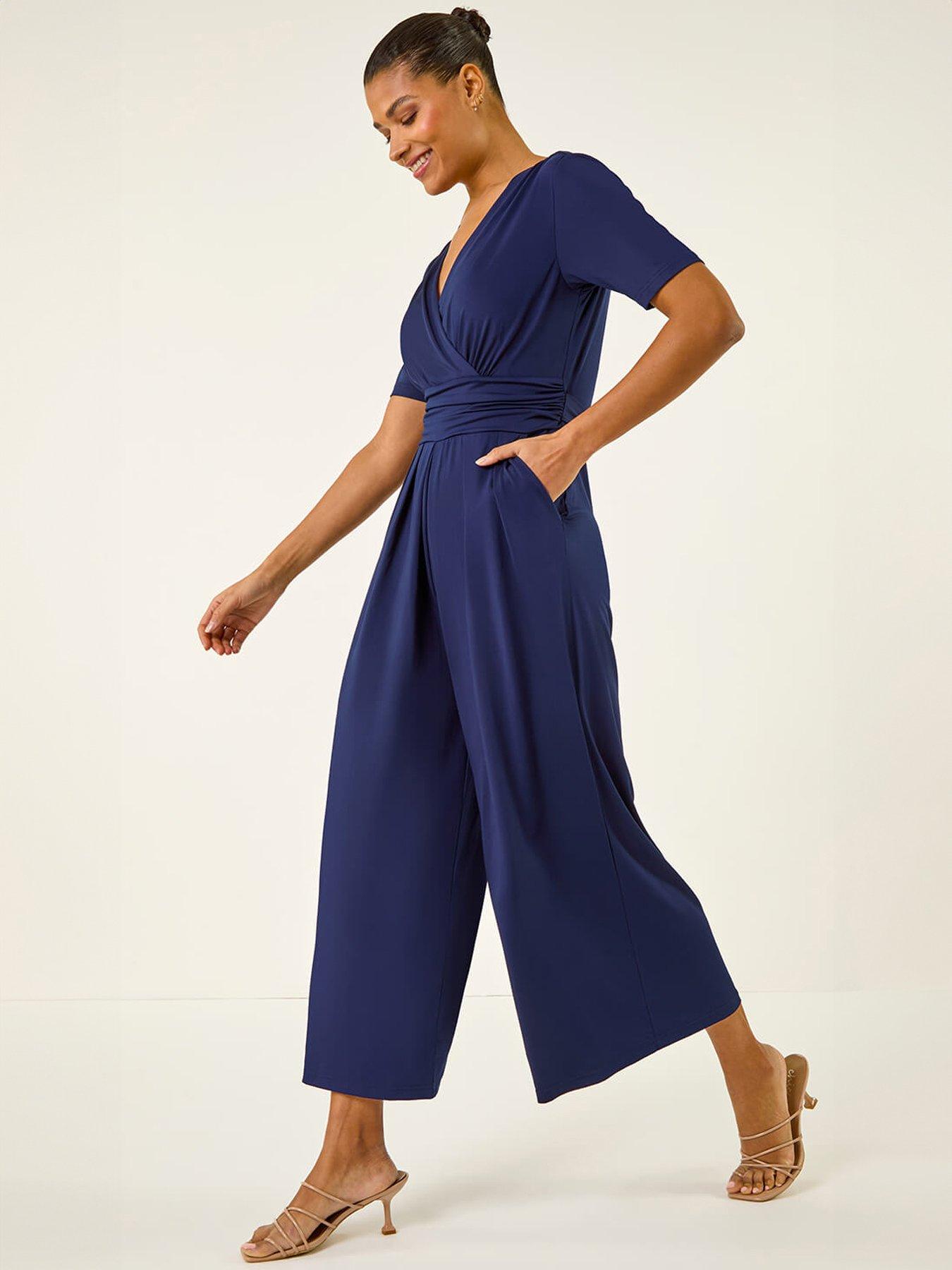 Image 3 of 5 of Roman Wrap Bodice Belted Jumpsuit