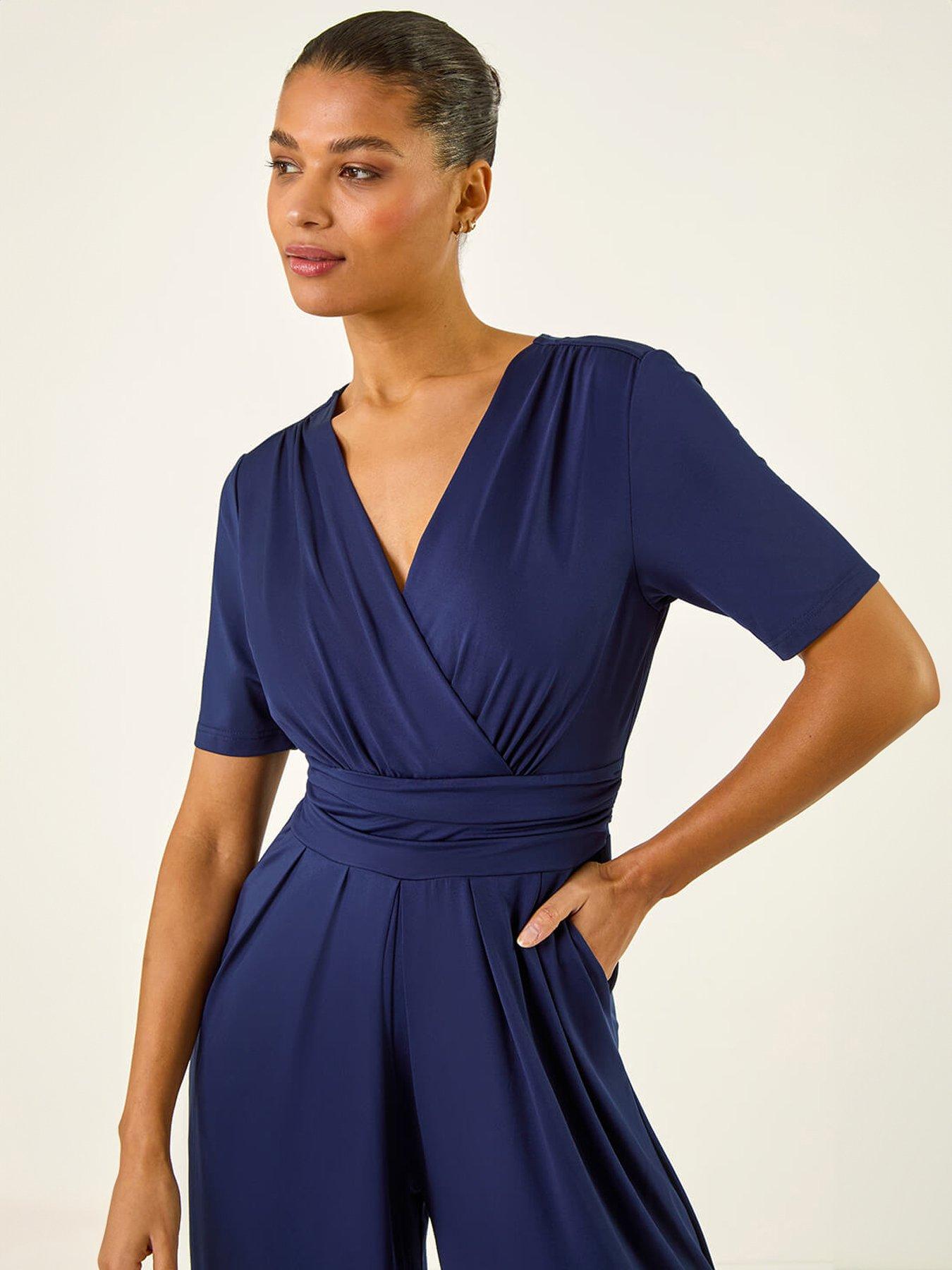 Image 4 of 5 of Roman Wrap Bodice Belted Jumpsuit