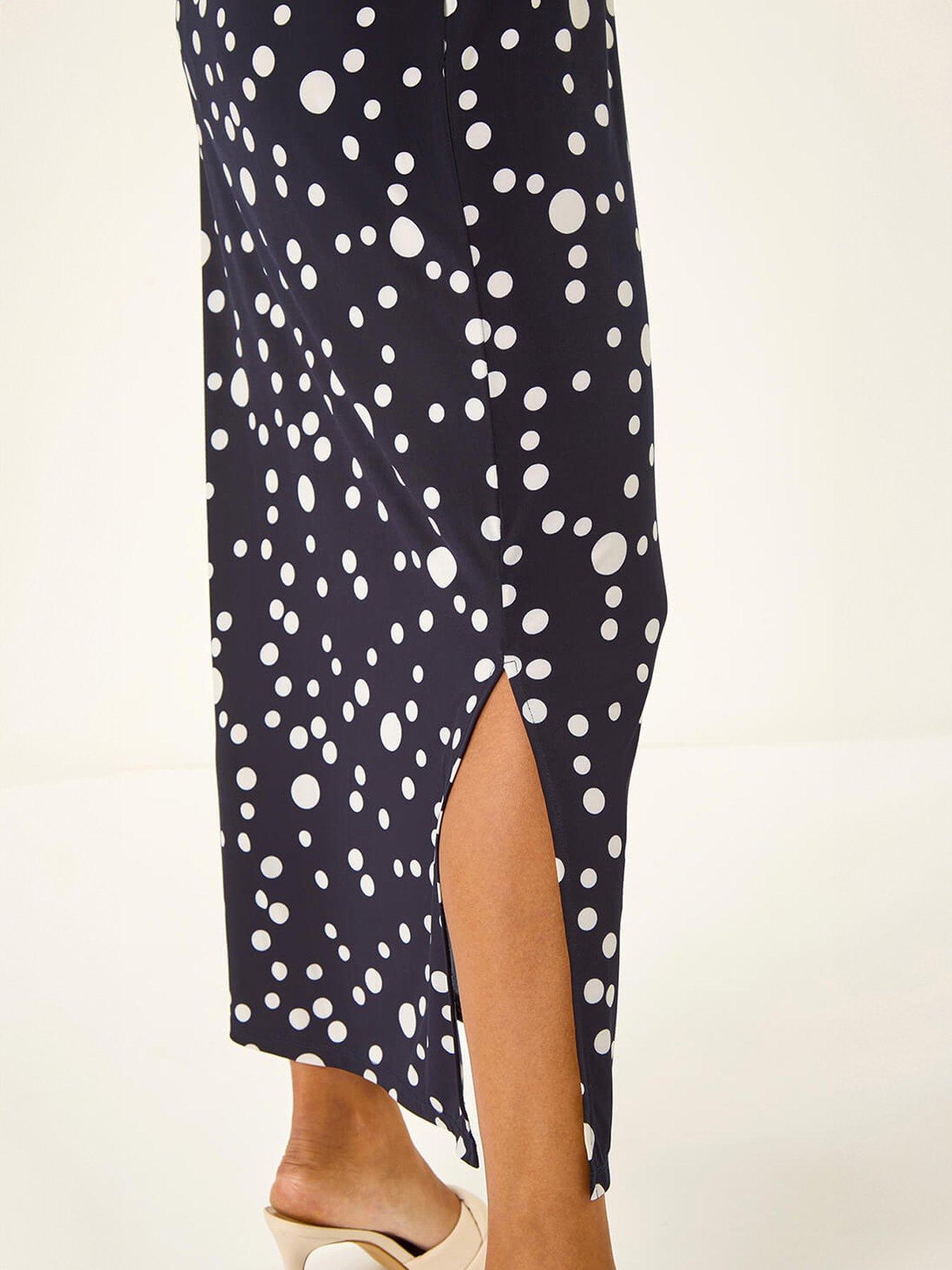 Image 2 of 5 of Roman Spot Print Stretch Maxi Skirt