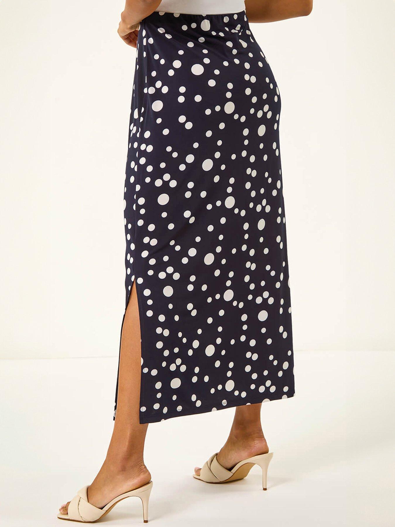 Image 4 of 5 of Roman Spot Print Stretch Maxi Skirt