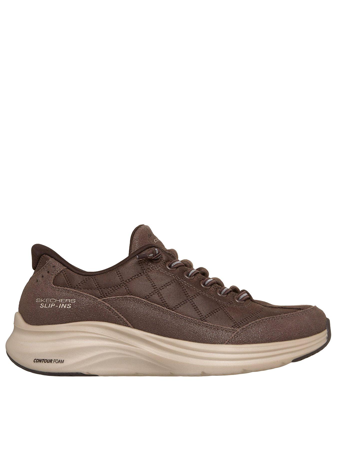 Image 1 of 5 of Skechers Contour Foam Natural Ease Sparkle Suede Cozy Fit Bungee Slip-in - Chocolate