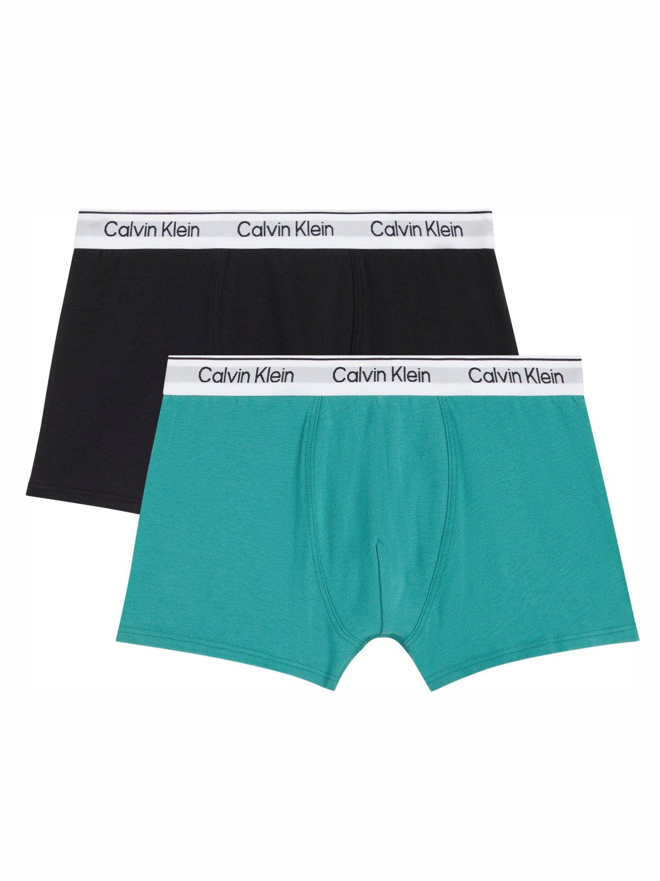 Calvin Klein Boys 2 Pack Modern Cotton Trunk - Black/Green