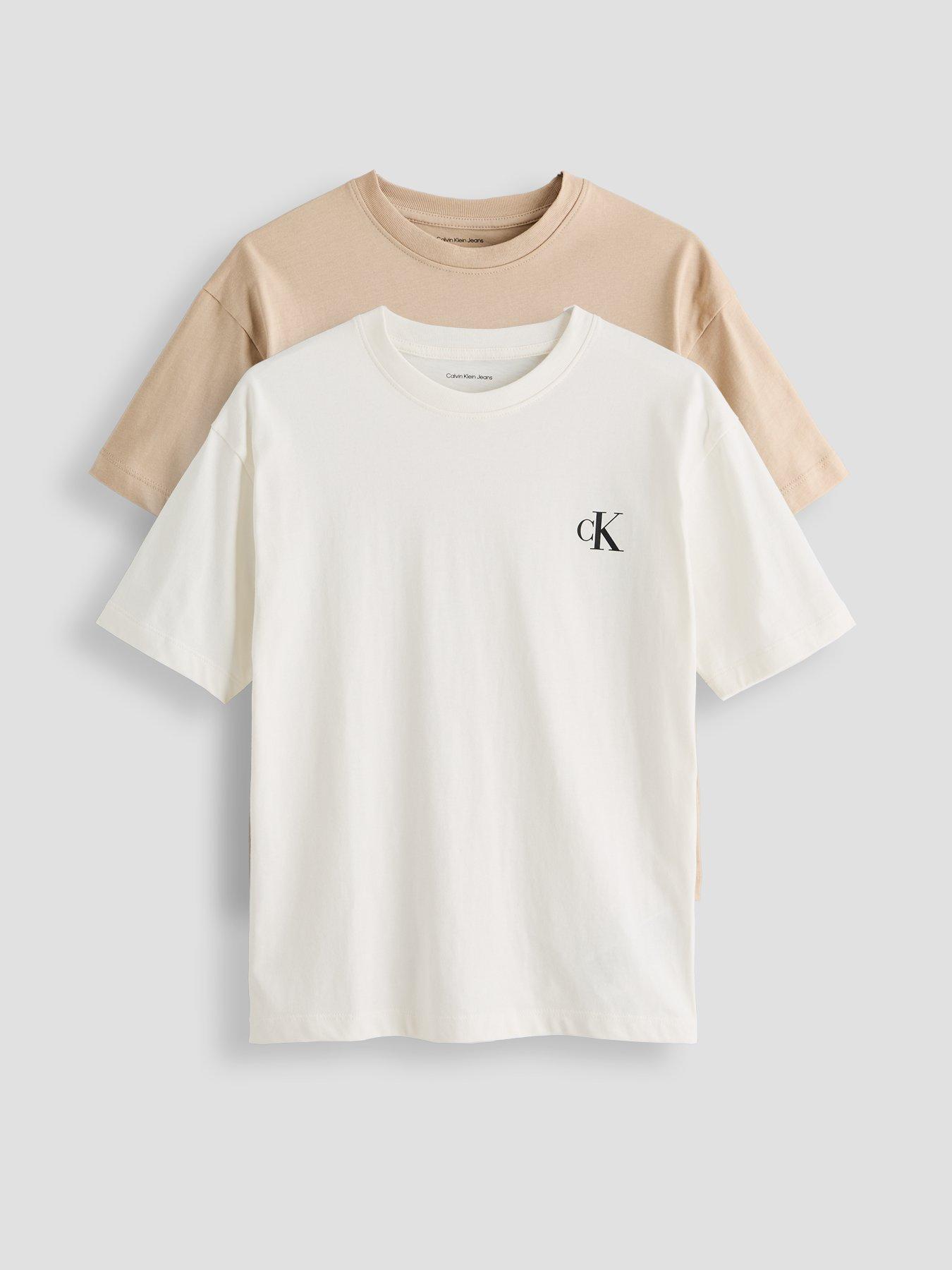 Calvin Klein Jeans Boys 2-Pack Monogram Short Sleeve T-Shirts - Beige