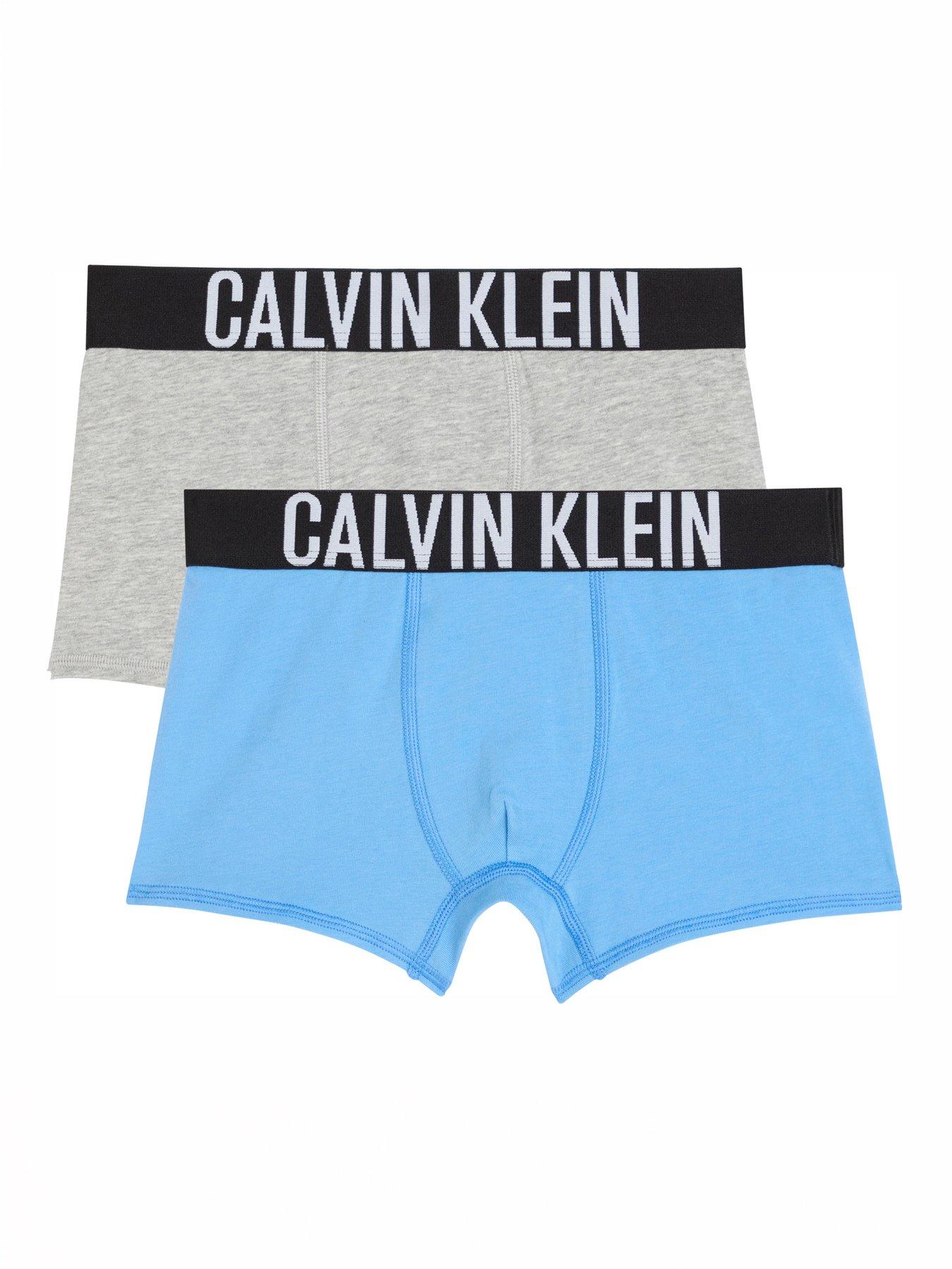 Calvin Klein Boys 2 Pack Intense Power Trunks - Grey/Blue
