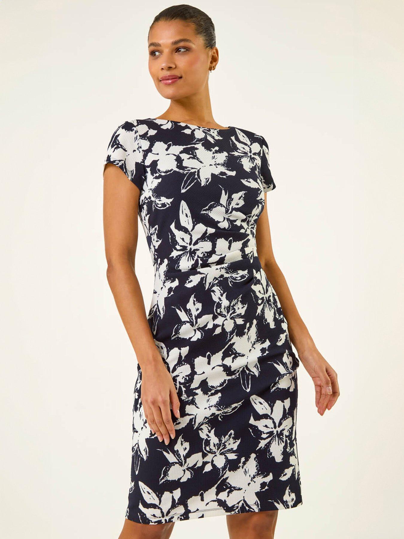 Roman Floral Gathered Shift Dress