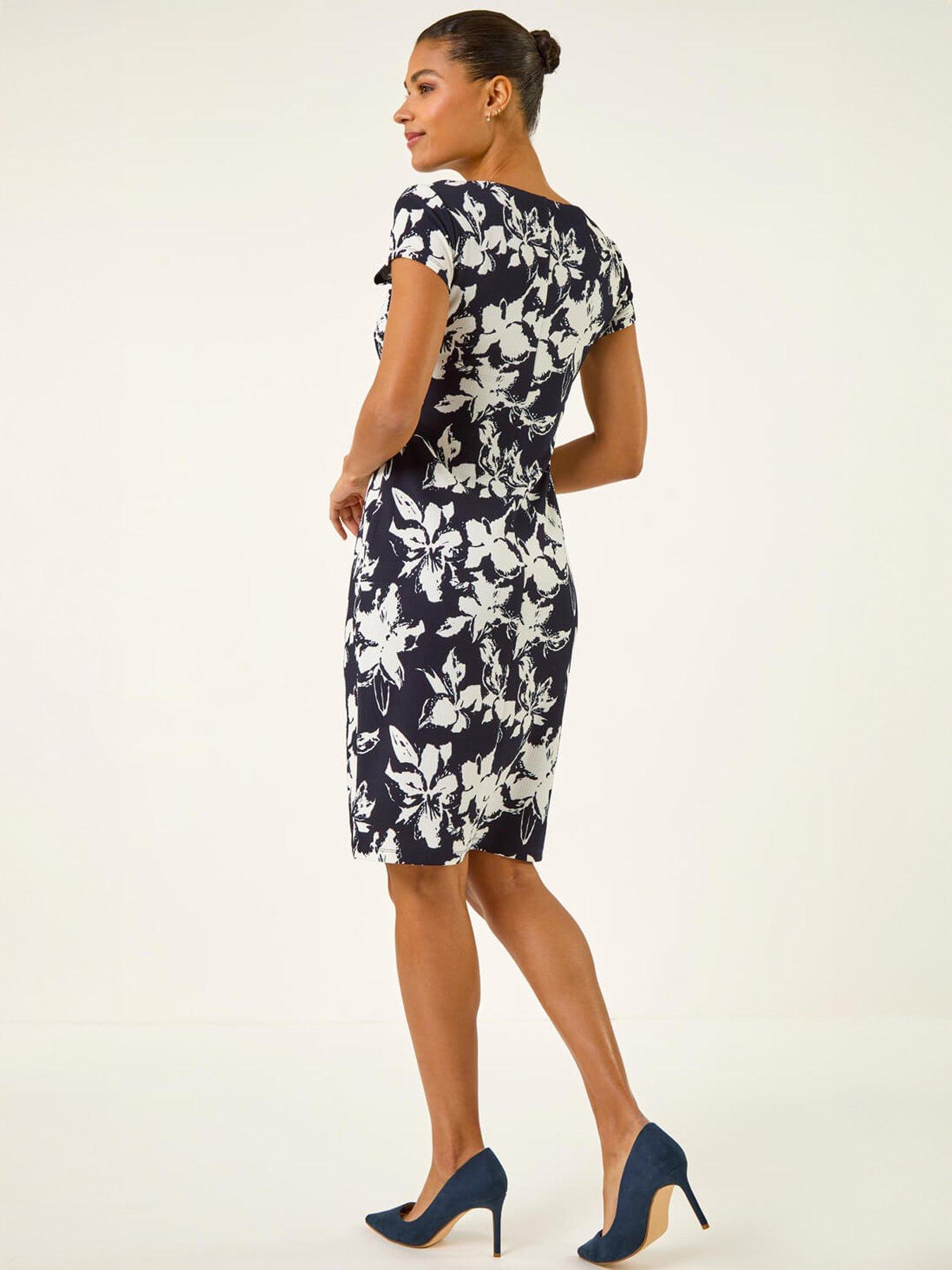  image of roman-floral-gathered-shift-dress