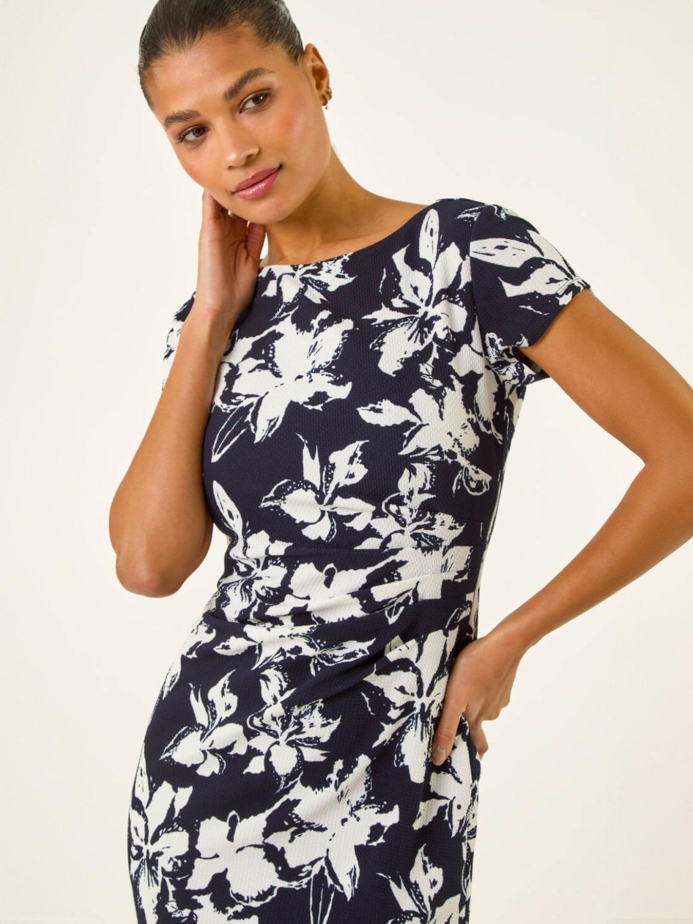  image of roman-floral-gathered-shift-dress