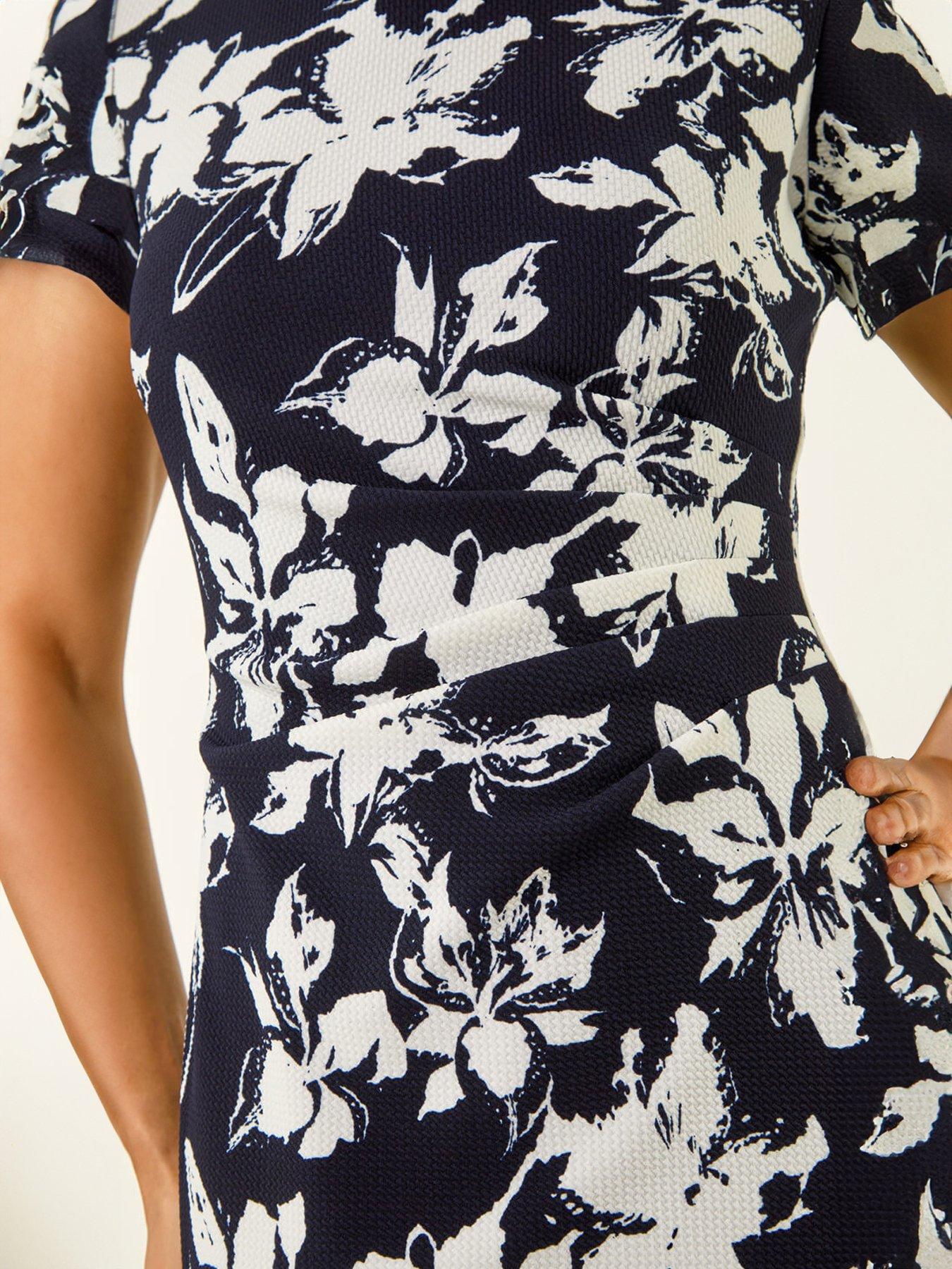  image of roman-floral-gathered-shift-dress