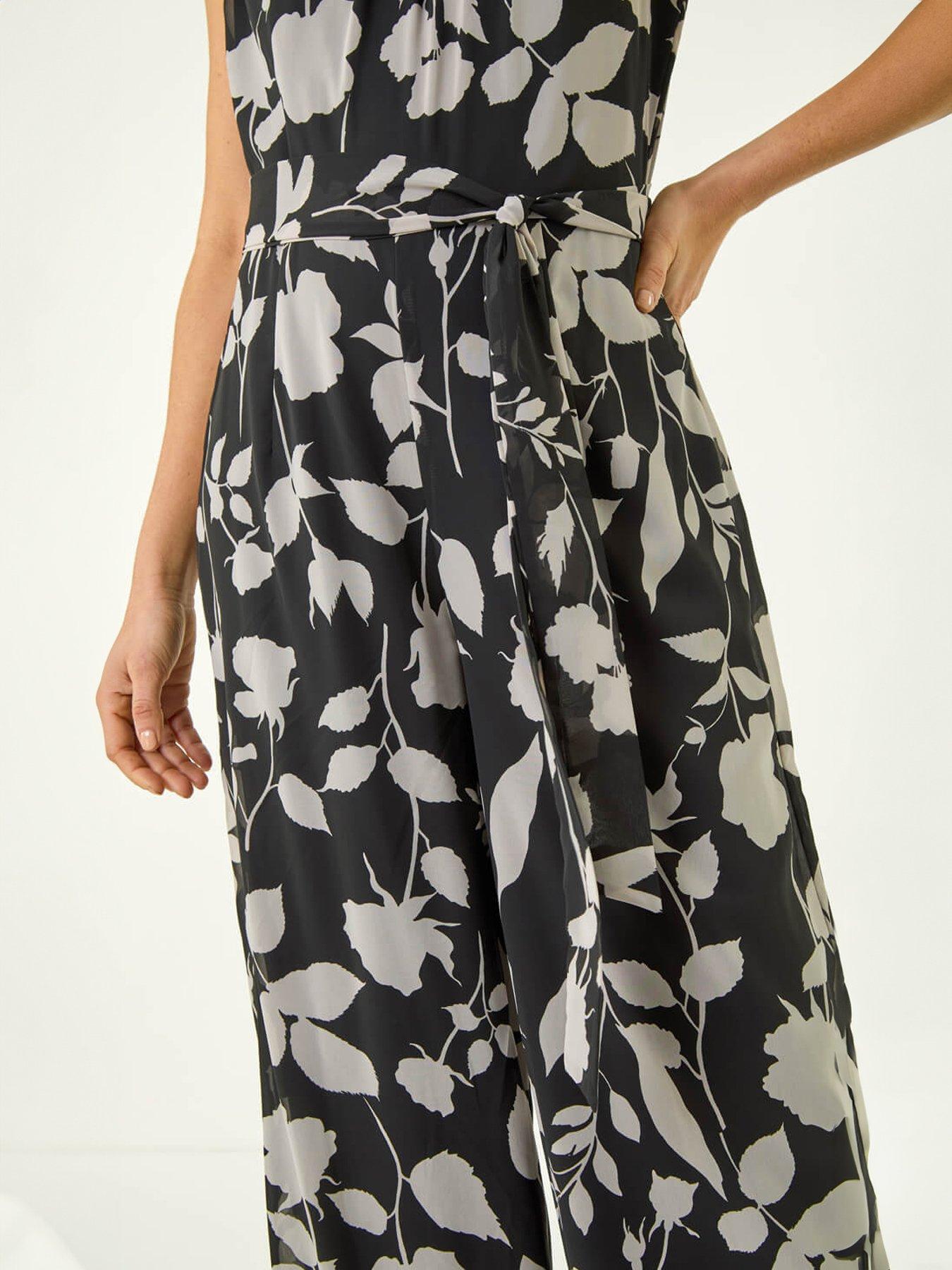 Image 5 of 5 of Roman Floral Chiffon Belted Jumpsuit