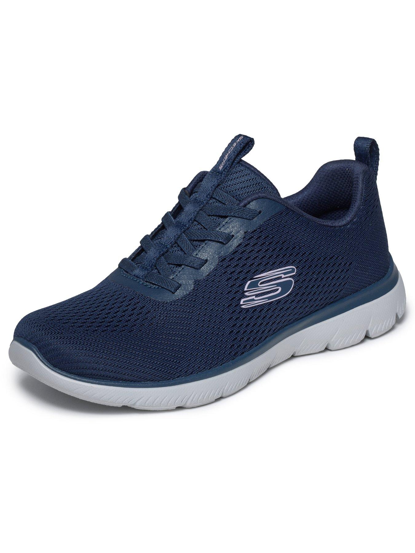 Image 5 of 6 of Skechers Womens Summits Fresh Vision Engineered Mesh Flat Bungee Slip-On Trainers - Navy