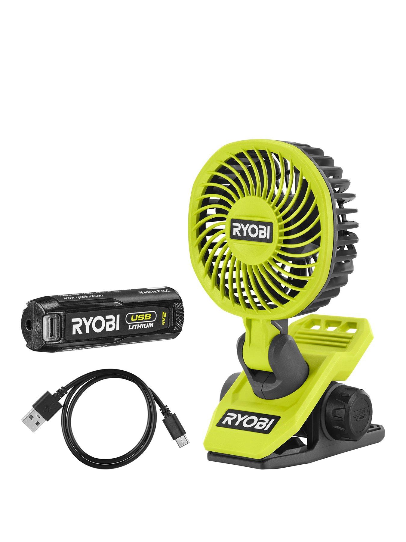 front image of ryobi-rcf4-120g-usb-lithium-clamp-fan-kit