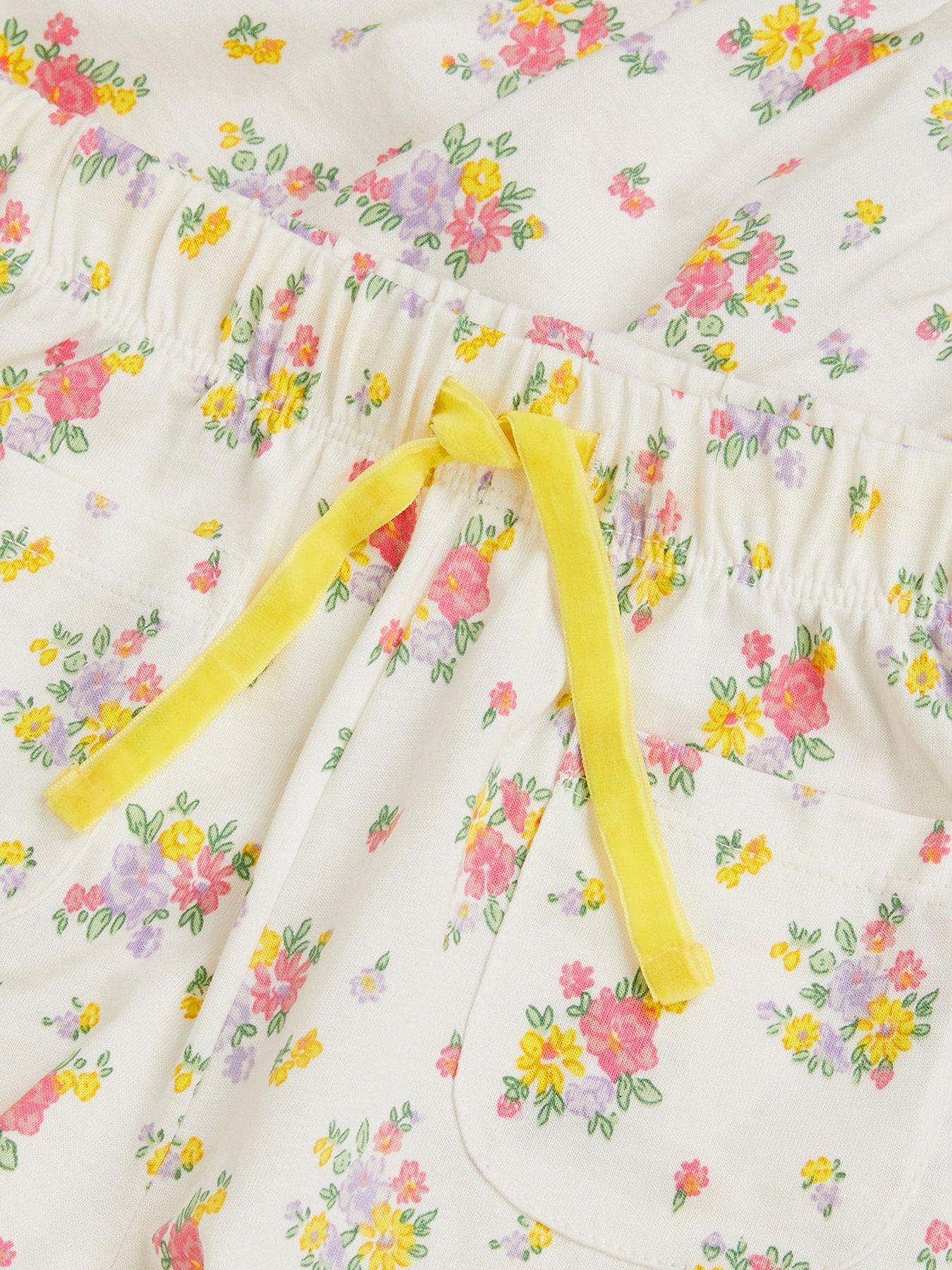 Image 3 of 3 of Monsoon Girls Rose Bud Jersey Print Pyjamas - Light Cream