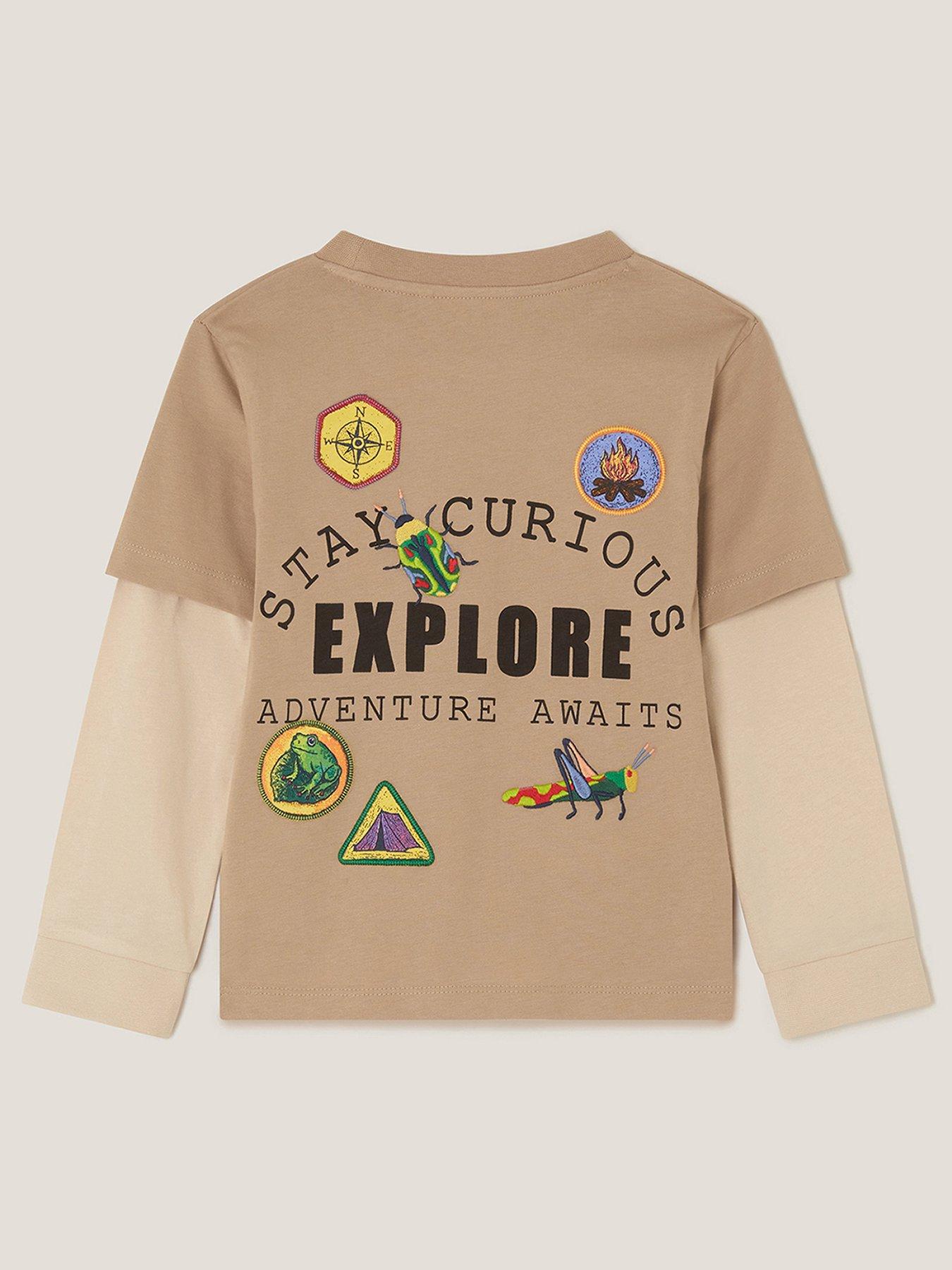 back image of monsoon-boys-explore-tshirt-sweat-top-beige