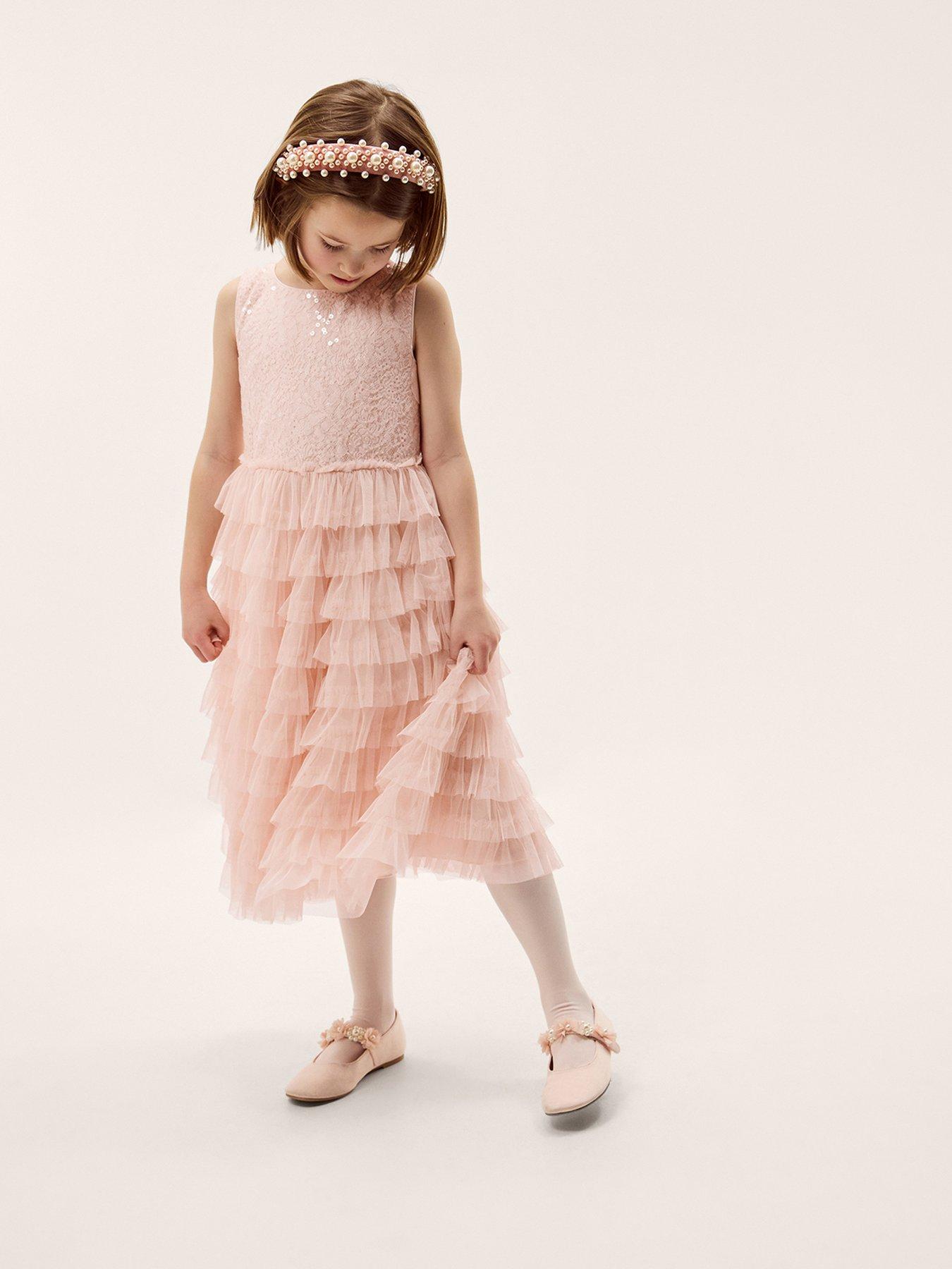 Monsoon Girls Lacey Sequin Taylor Frill Dress - Pink