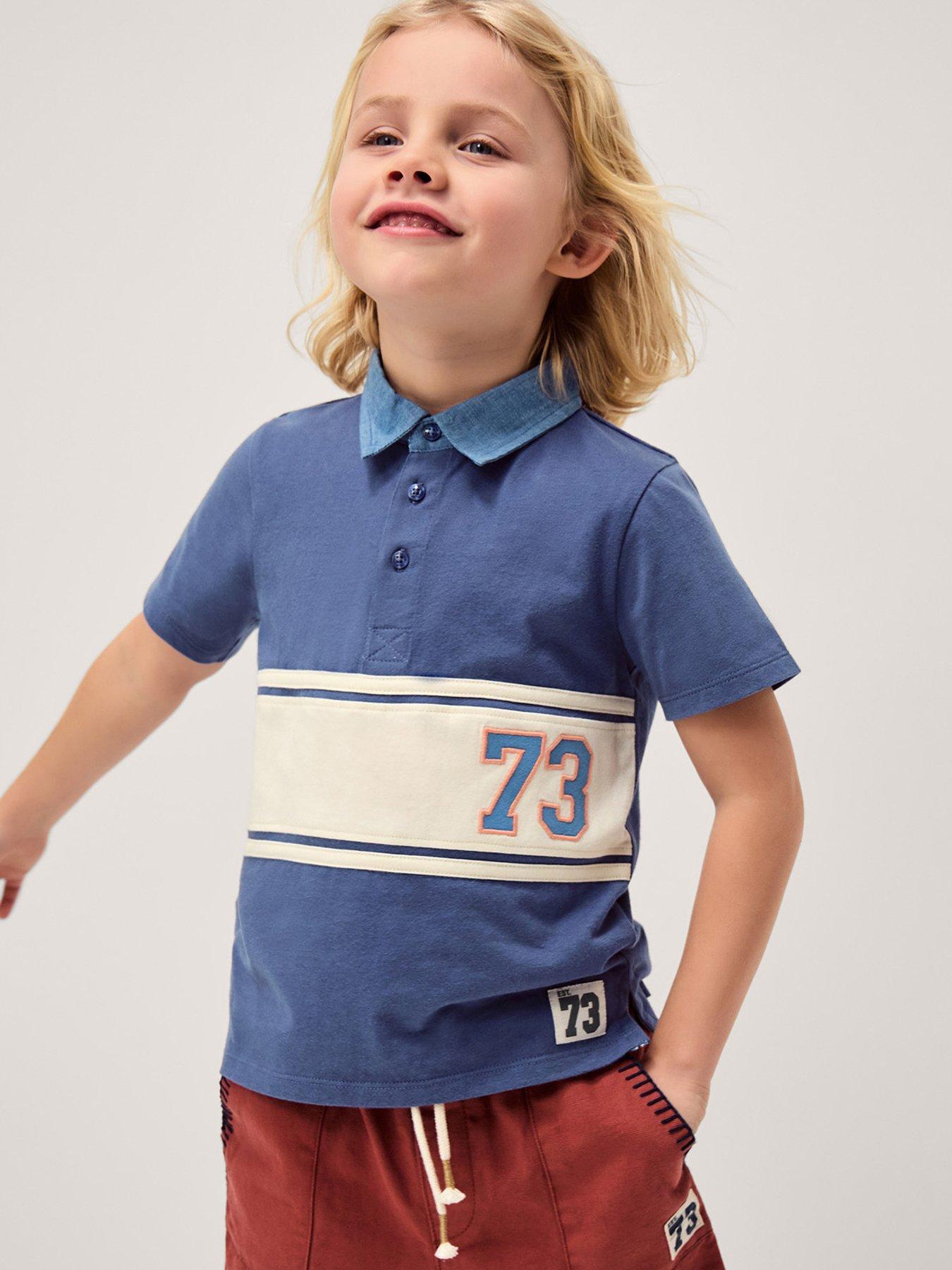 Image 1 of 4 of Monsoon Boys Chambray Collar Polo - Blue