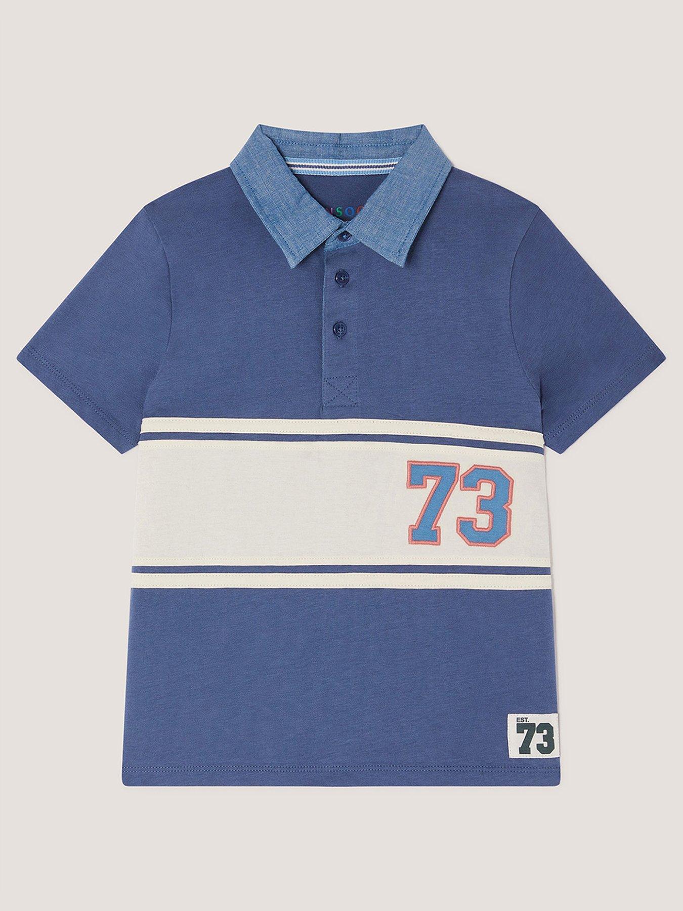 Image 2 of 4 of Monsoon Boys Chambray Collar Polo - Blue