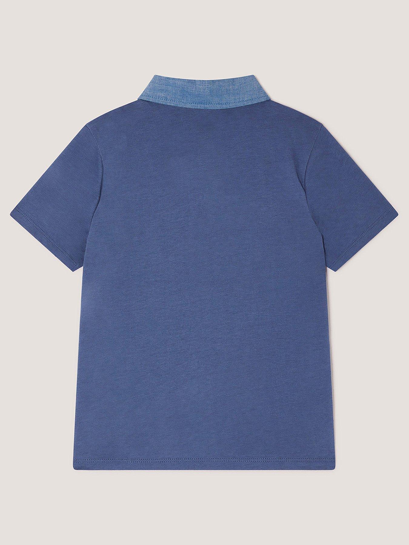 Image 3 of 4 of Monsoon Boys Chambray Collar Polo - Blue