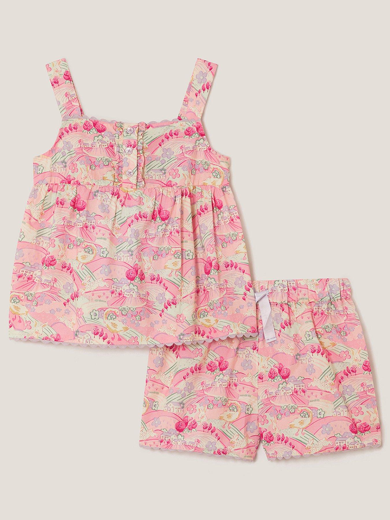  image of monsoon-girls-easter-print-woven-pyjamas-pink