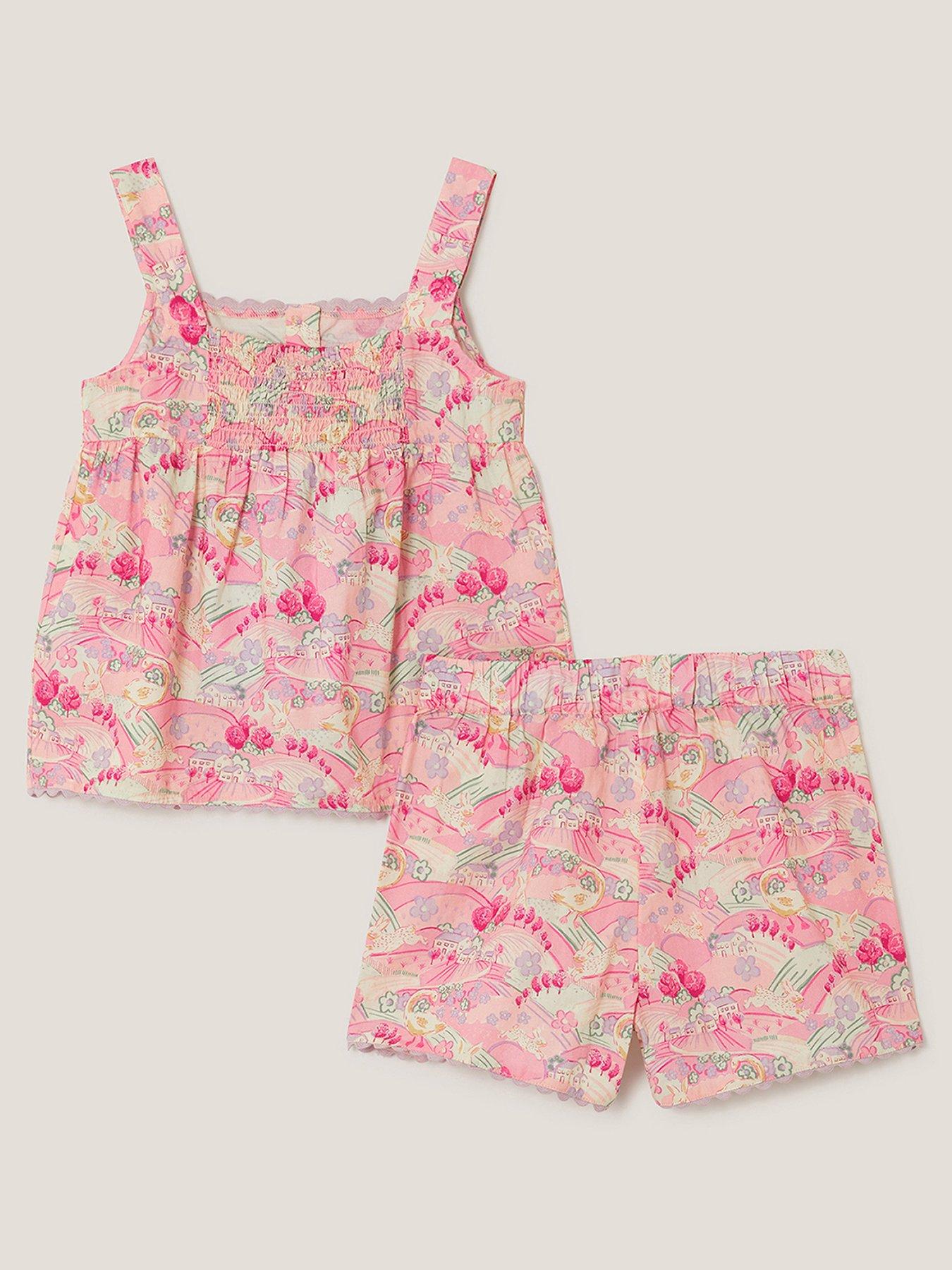  image of monsoon-girls-easter-print-woven-pyjamas-pink