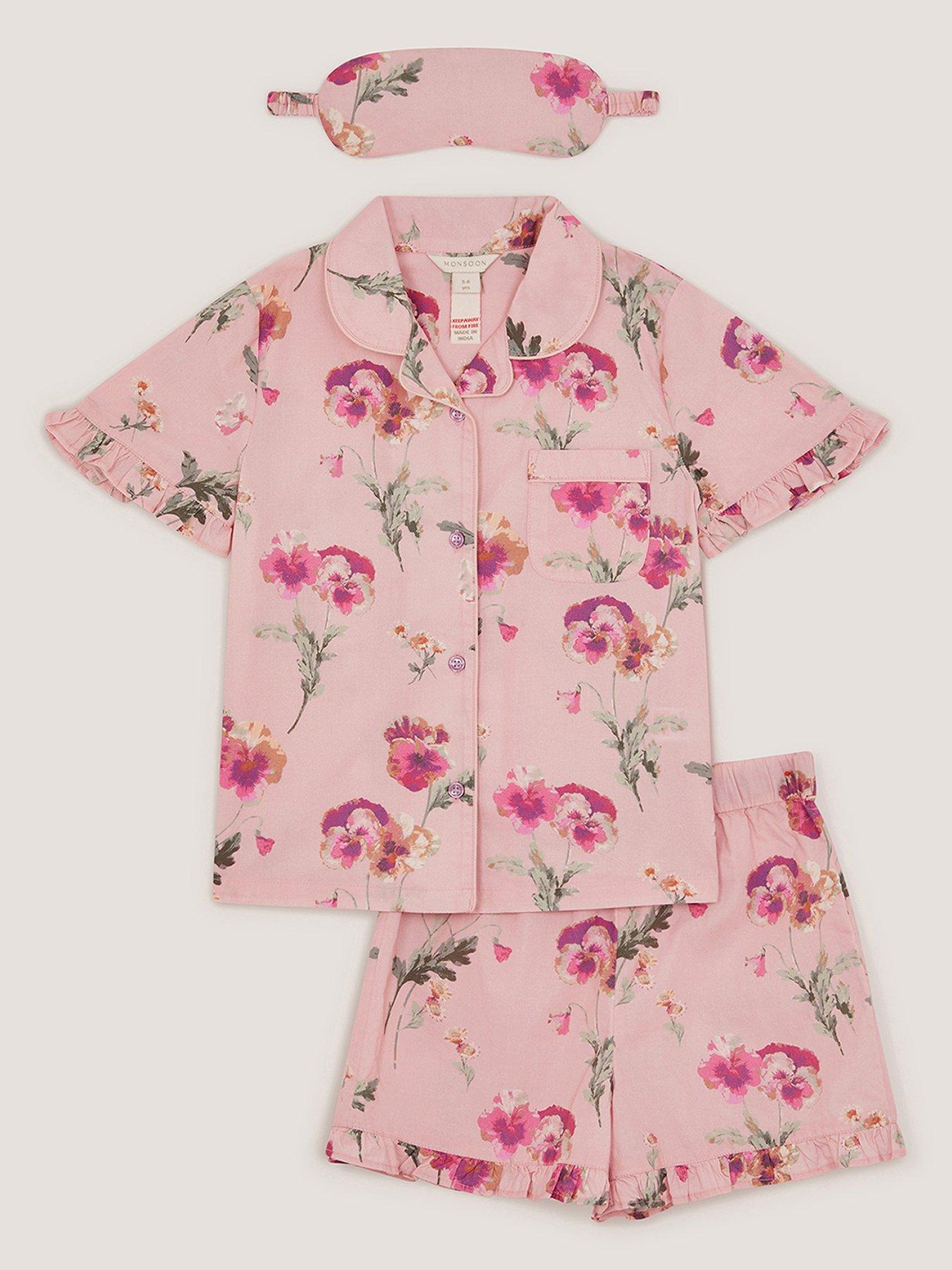 Monsoon Girls Pansy Woven Print Pyjamas - Pink