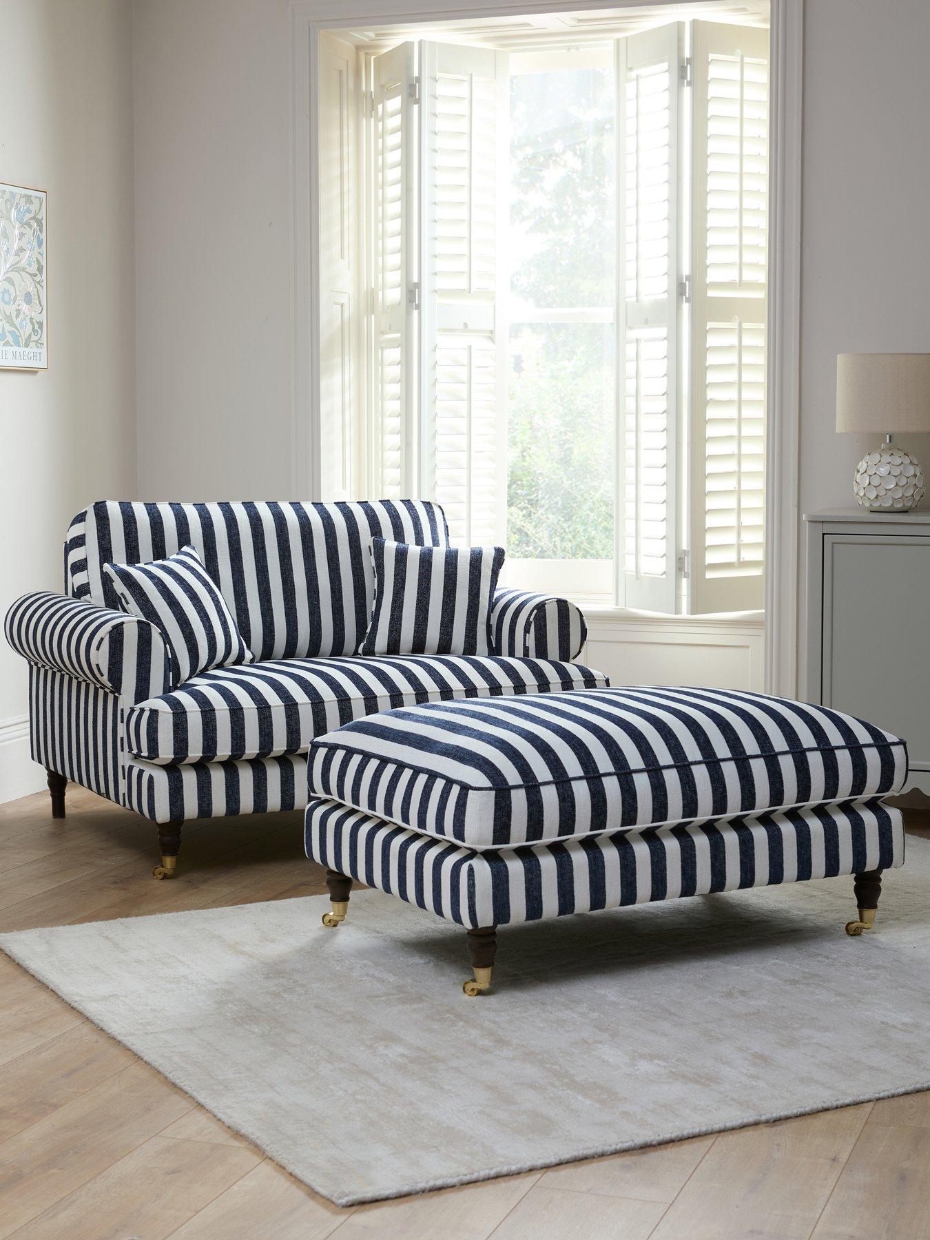 Image 1 of 7 of The Very Collection Coast Striped Snuggle Chair + Footstool (Buy &amp; SAVE!) - FSC&reg; Certified