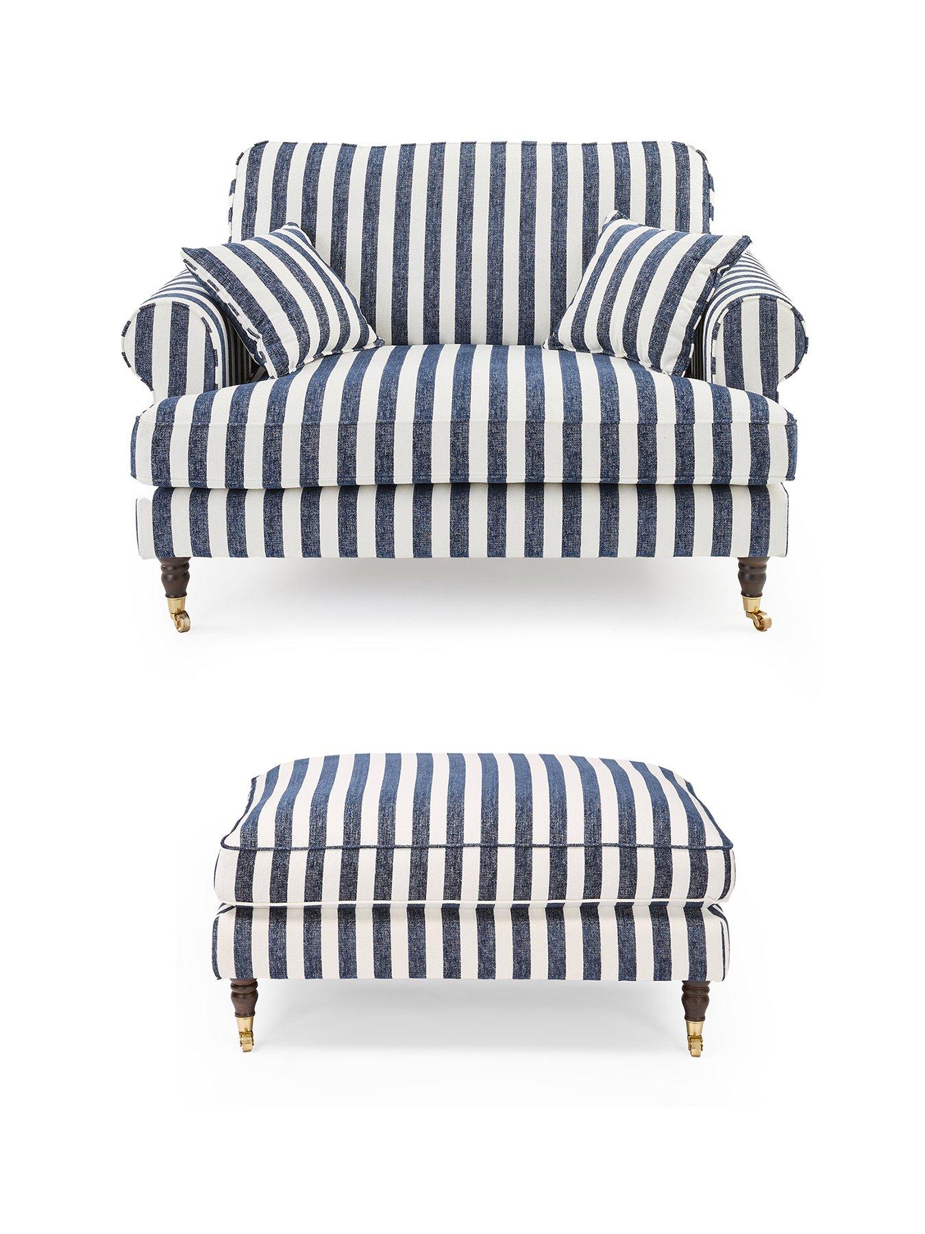 Image 2 of 7 of The Very Collection Coast Striped Snuggle Chair + Footstool (Buy &amp; SAVE!) - FSC&reg; Certified