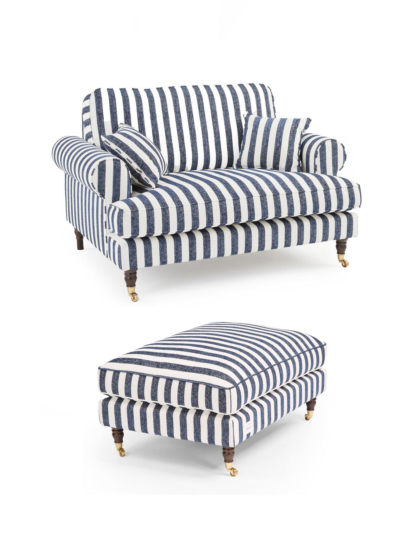 Image 3 of 7 of The Very Collection Coast Striped Snuggle Chair + Footstool (Buy &amp; SAVE!) - FSC&reg; Certified