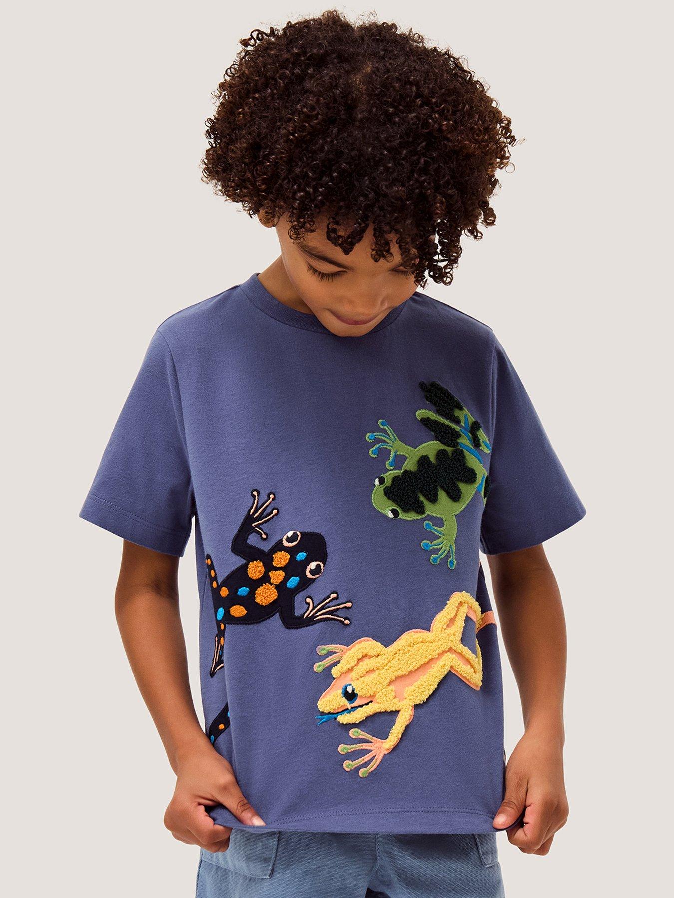 Monsoon Boys Short Sleeve Flying Frogs T-Shirt - Blue