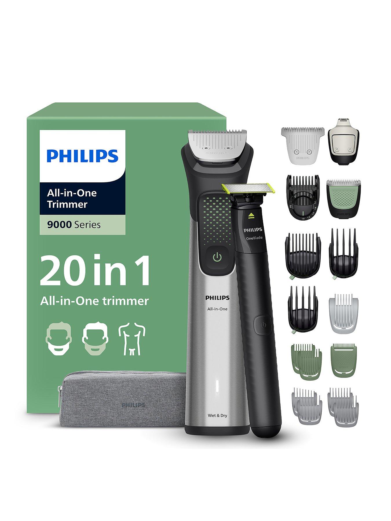 Philips Multigroom 9000 Series All-in-One 20-Piece Trimmer, Shaver & Clipper + OneBlade Grooming Set 27 Length Settings (0.2- 20 mm), MG9557/15