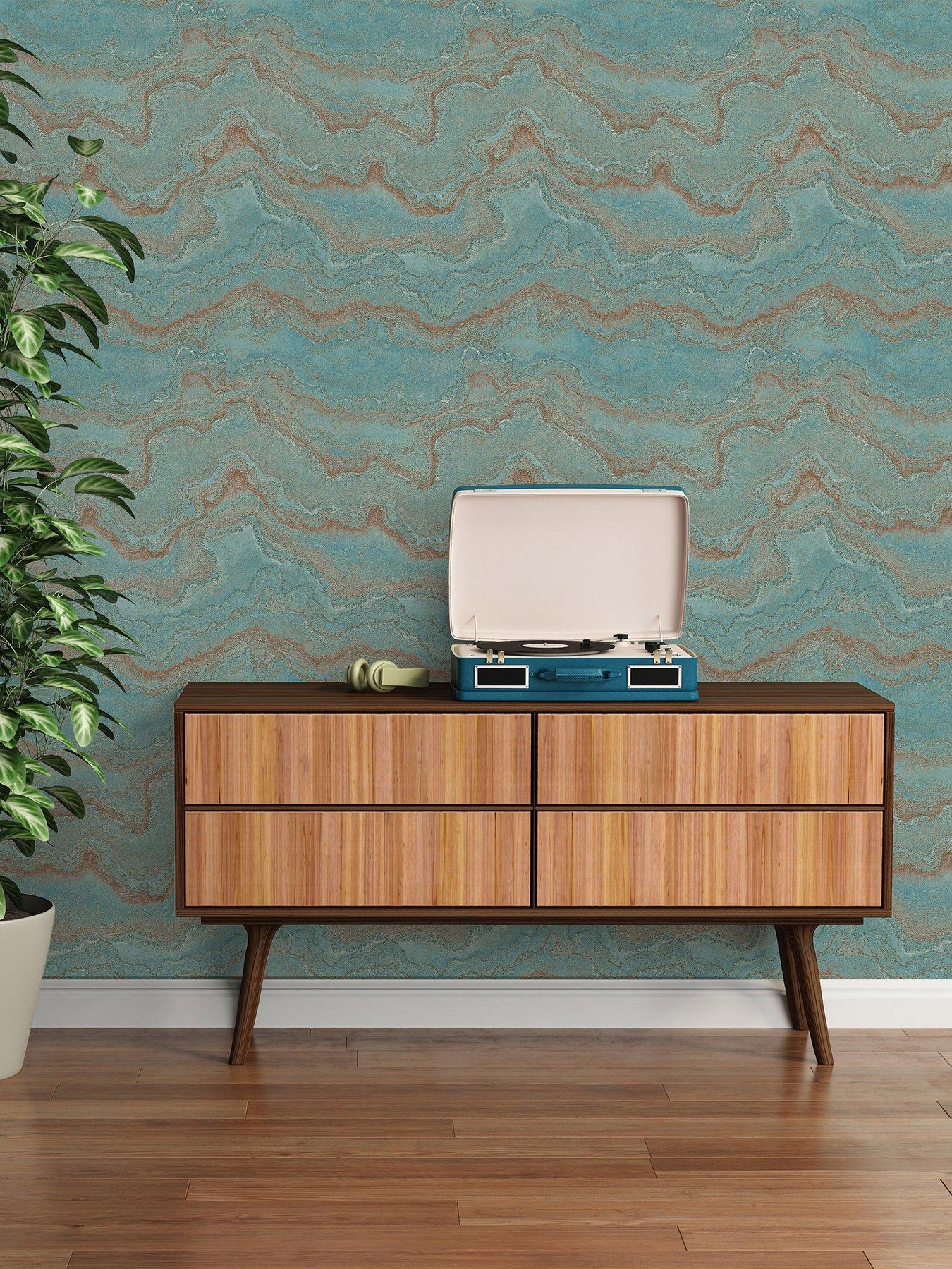 Image 1 of 7 of AS Creation Elements Blue Metallic Non Woven Wallpaper