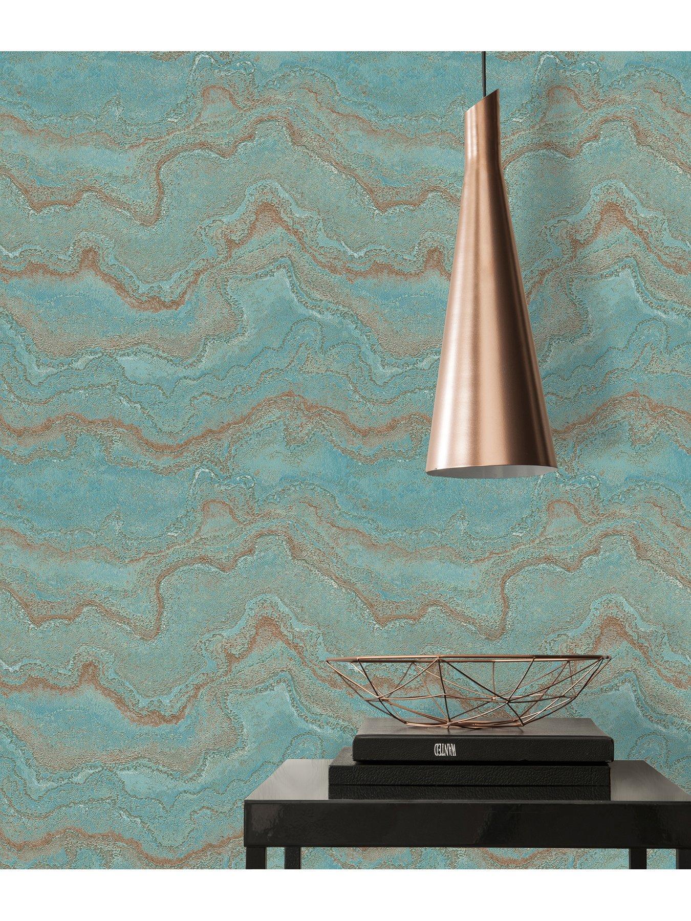 Image 4 of 7 of AS Creation Elements Blue Metallic Non Woven Wallpaper