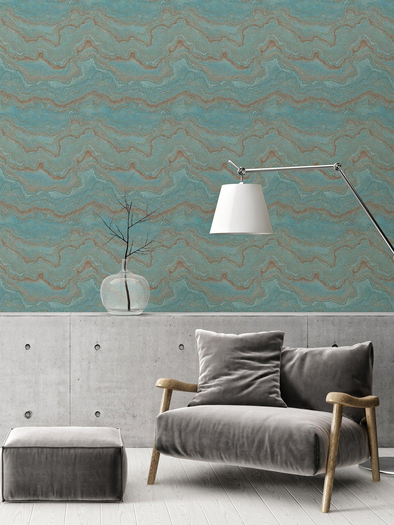 Image 7 of 7 of AS Creation Elements Blue Metallic Non Woven Wallpaper