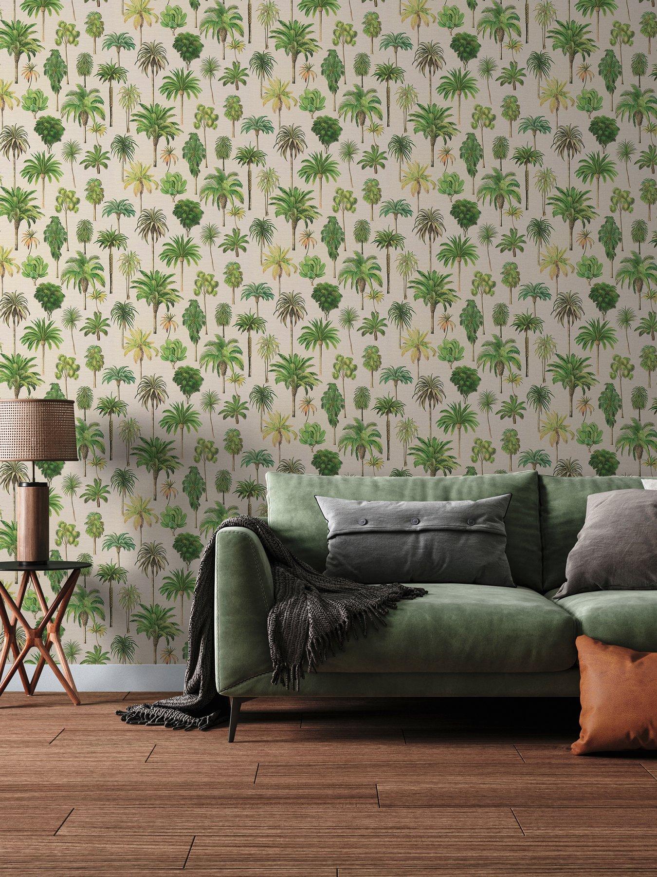 Image 1 of 7 of AS Creation Palm Springs Green Non Woven Wallpaper