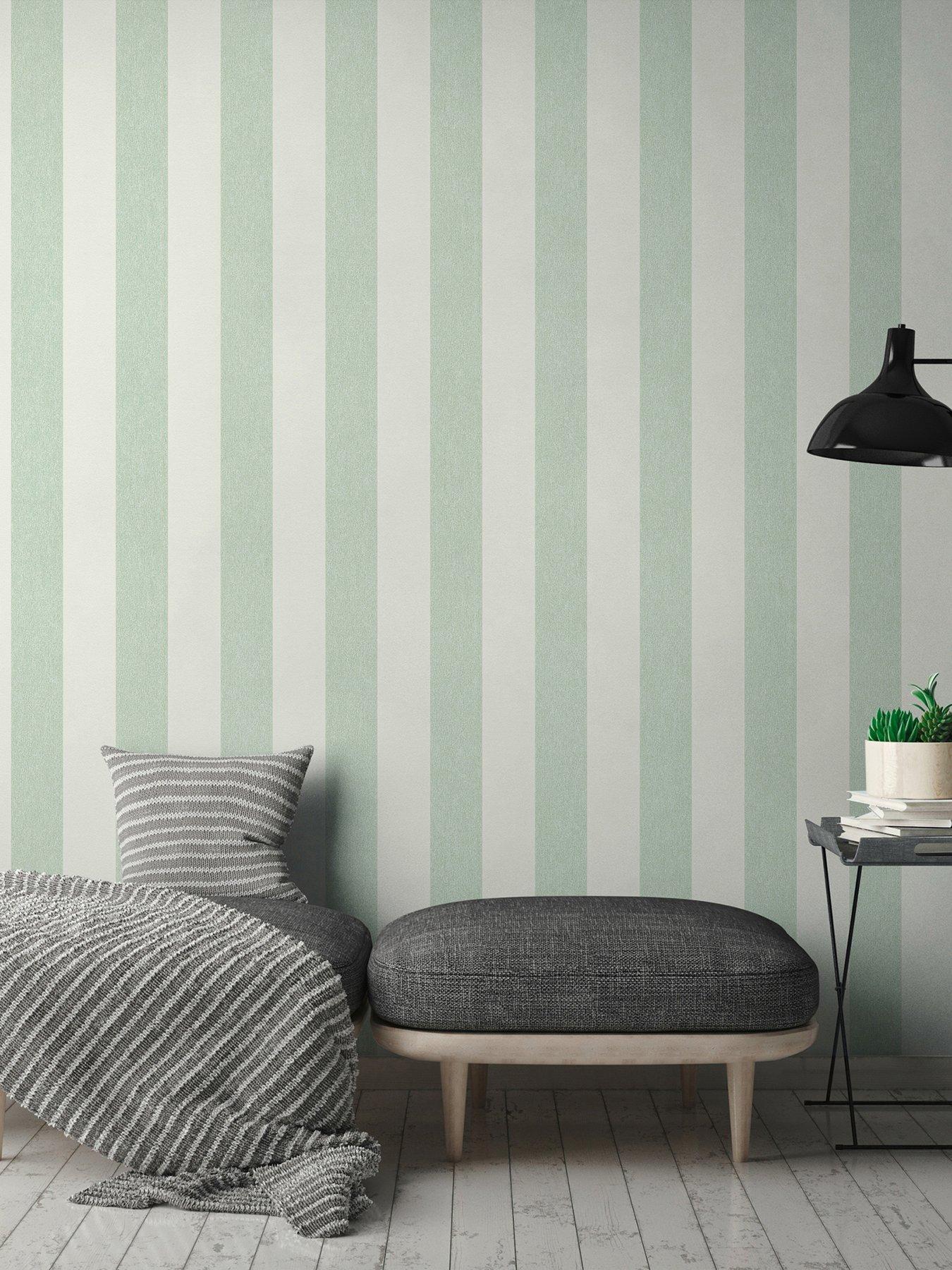 Image 1 of 7 of AS Creation Green Stripe Non Woven Wallpaper