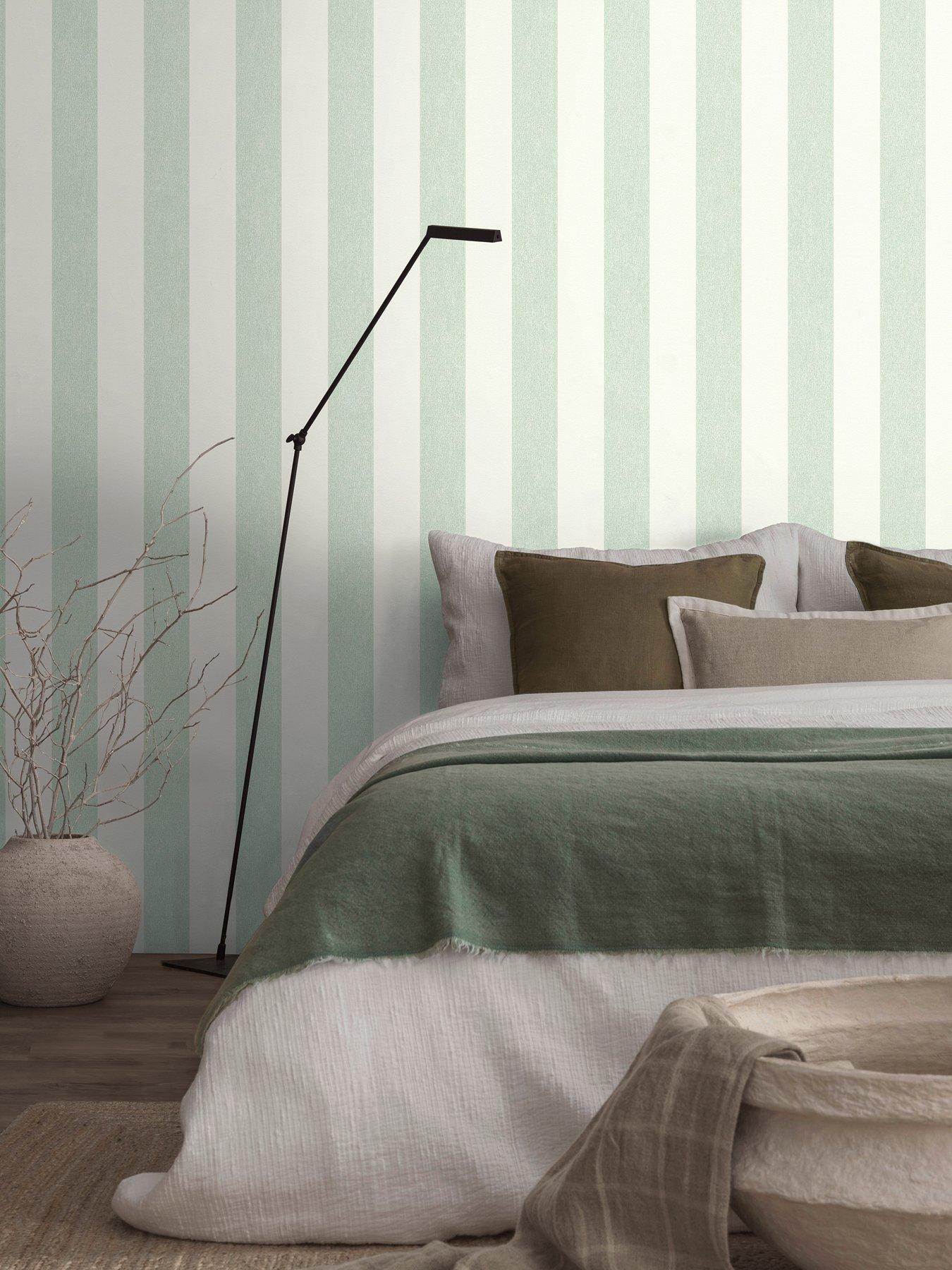 Image 7 of 7 of AS Creation Green Stripe Non Woven Wallpaper