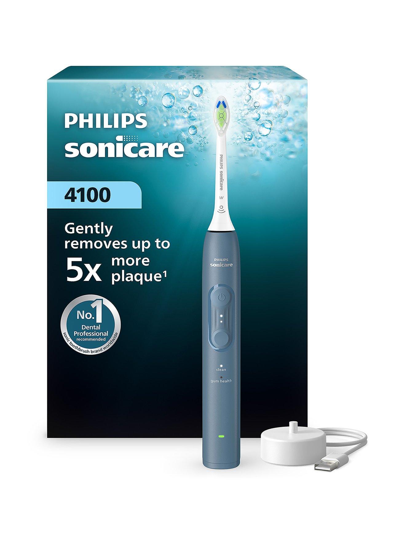 Philips Sonicare 4000 Series Sonic Electric Toothbrush Marine Blue, Pressure Sensor, 4 Brushing Settings, 21-Day Battery, Rechargeable, HX4041/48
