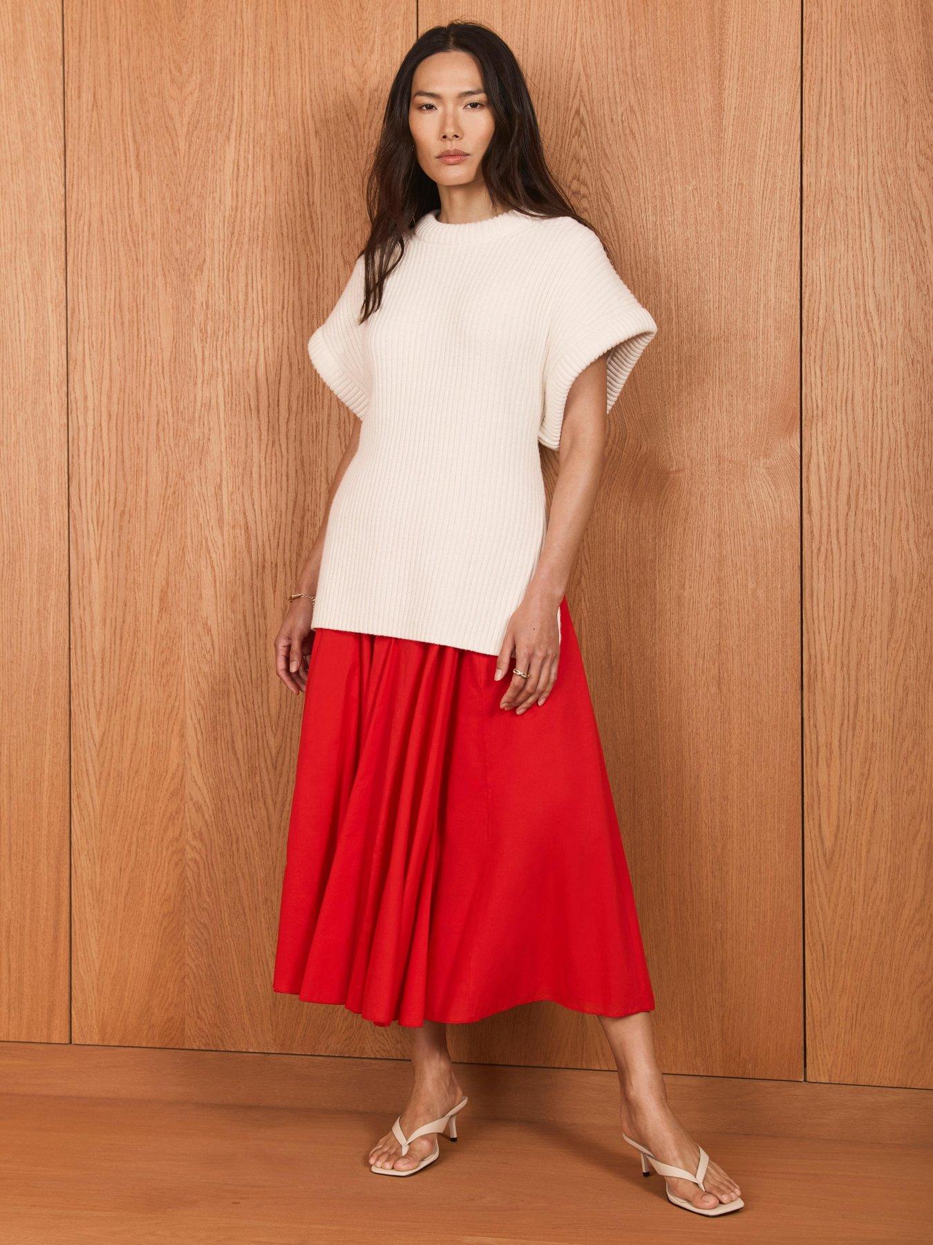 mint-velvet-full-cotton-skirt-red